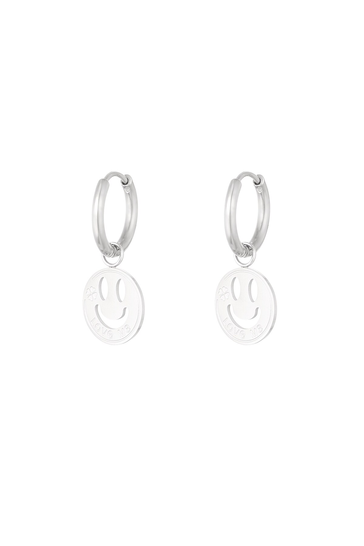 Earrings smiley love - Silver color h5 