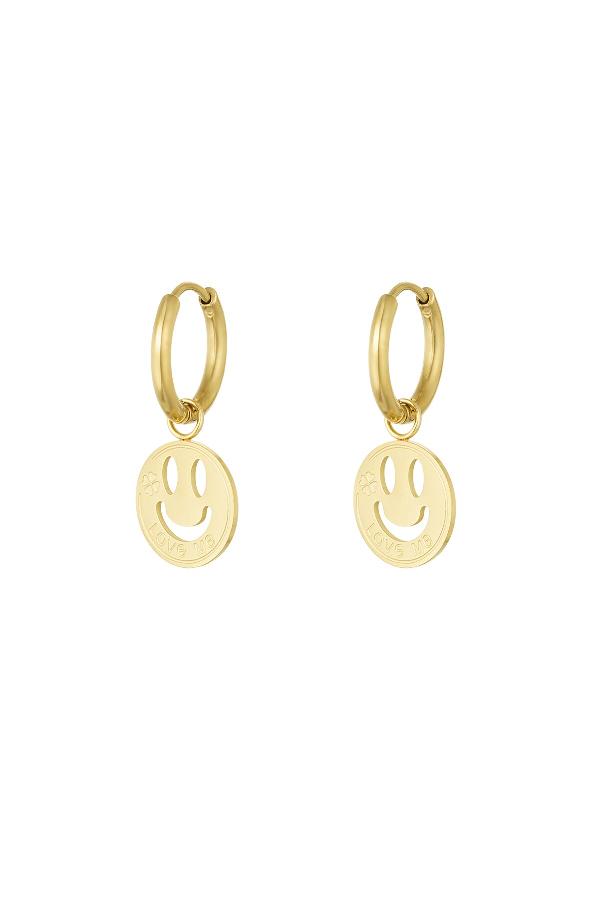 Earrings smiley love - Gold color h5 