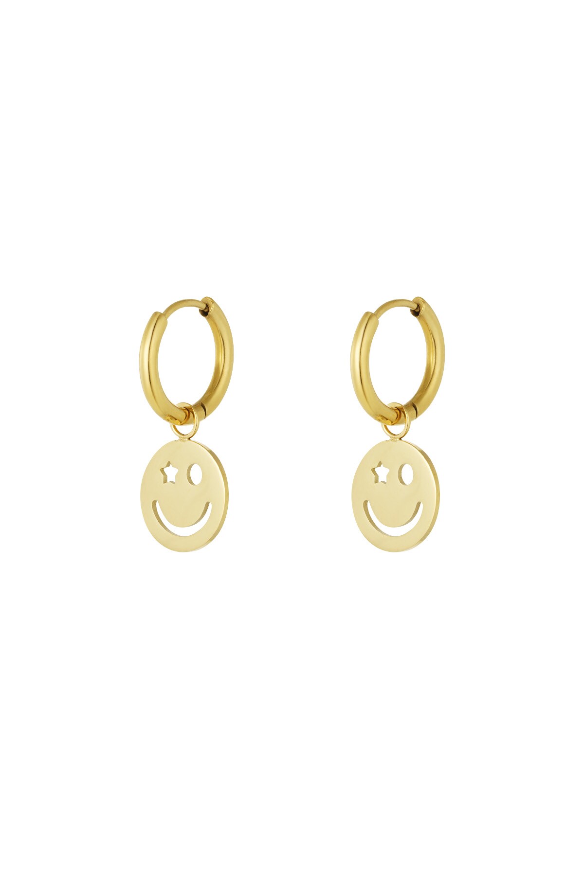 Earrings be happy smiley - Gold color h5 