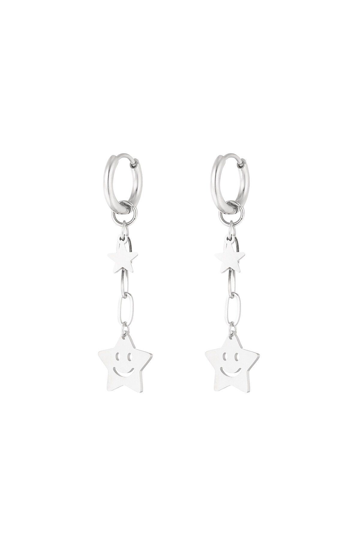 Happy star earrings - Silver color h5 