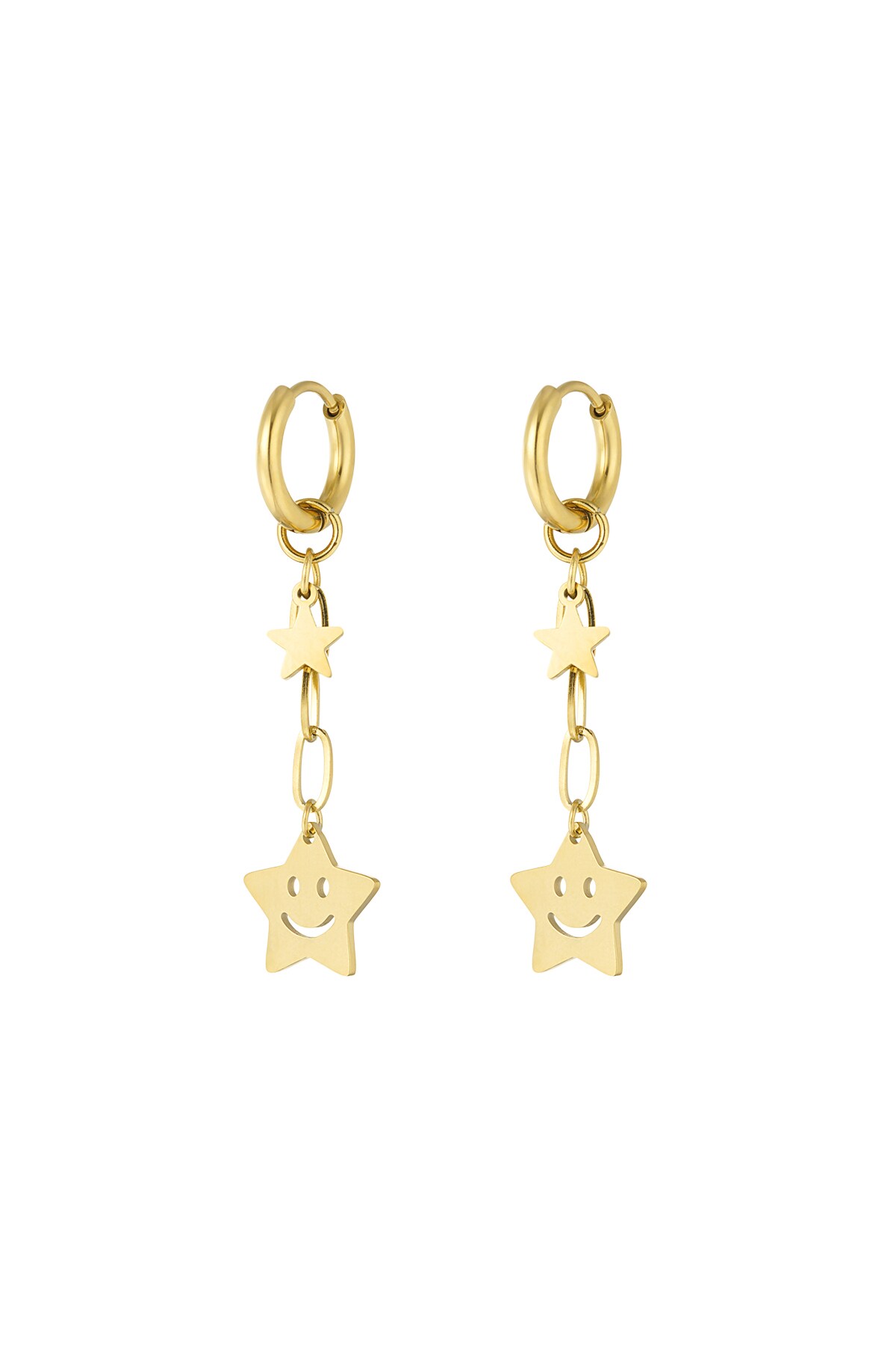 Happy star earrings - Gold color h5 