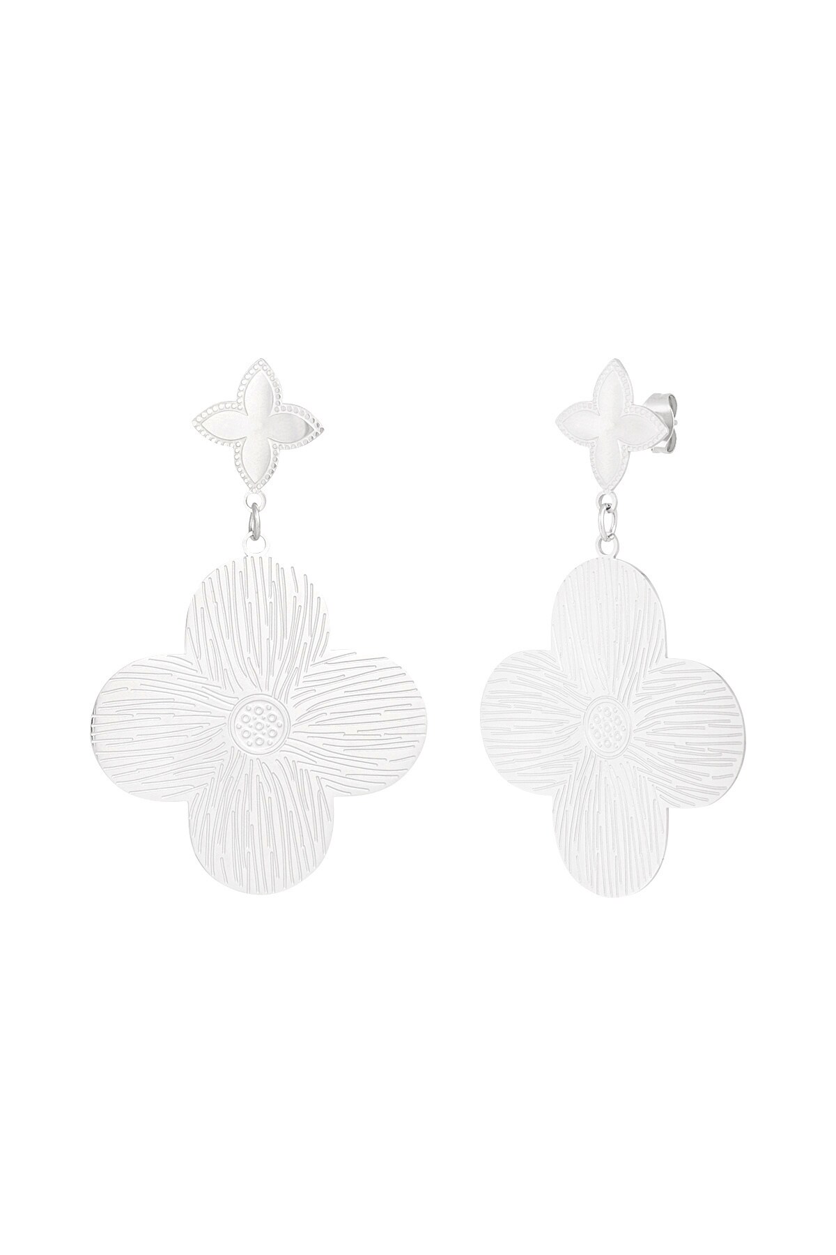 Earrings clover class - Silver color h5 