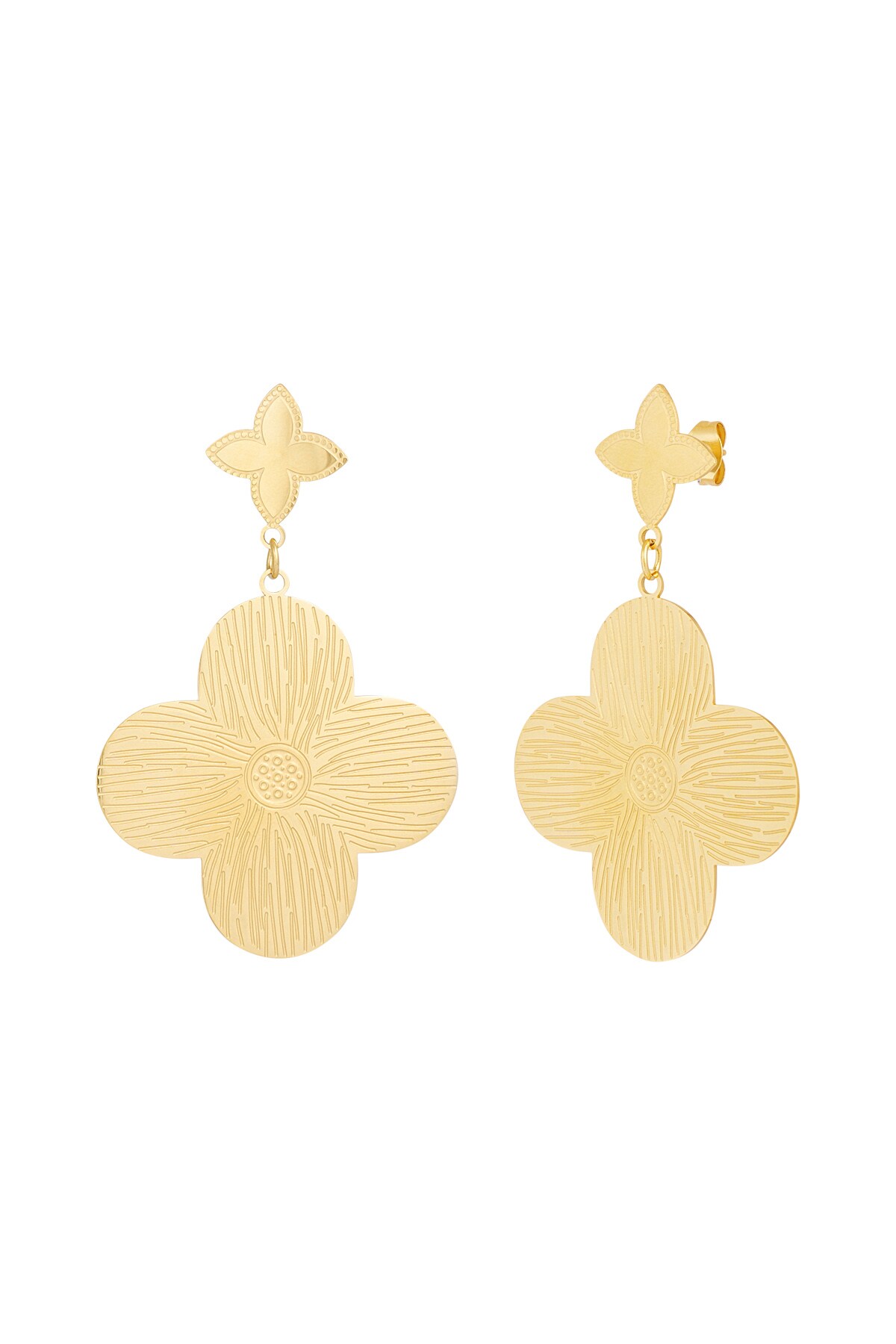 Earrings clover class - Gold color h5 