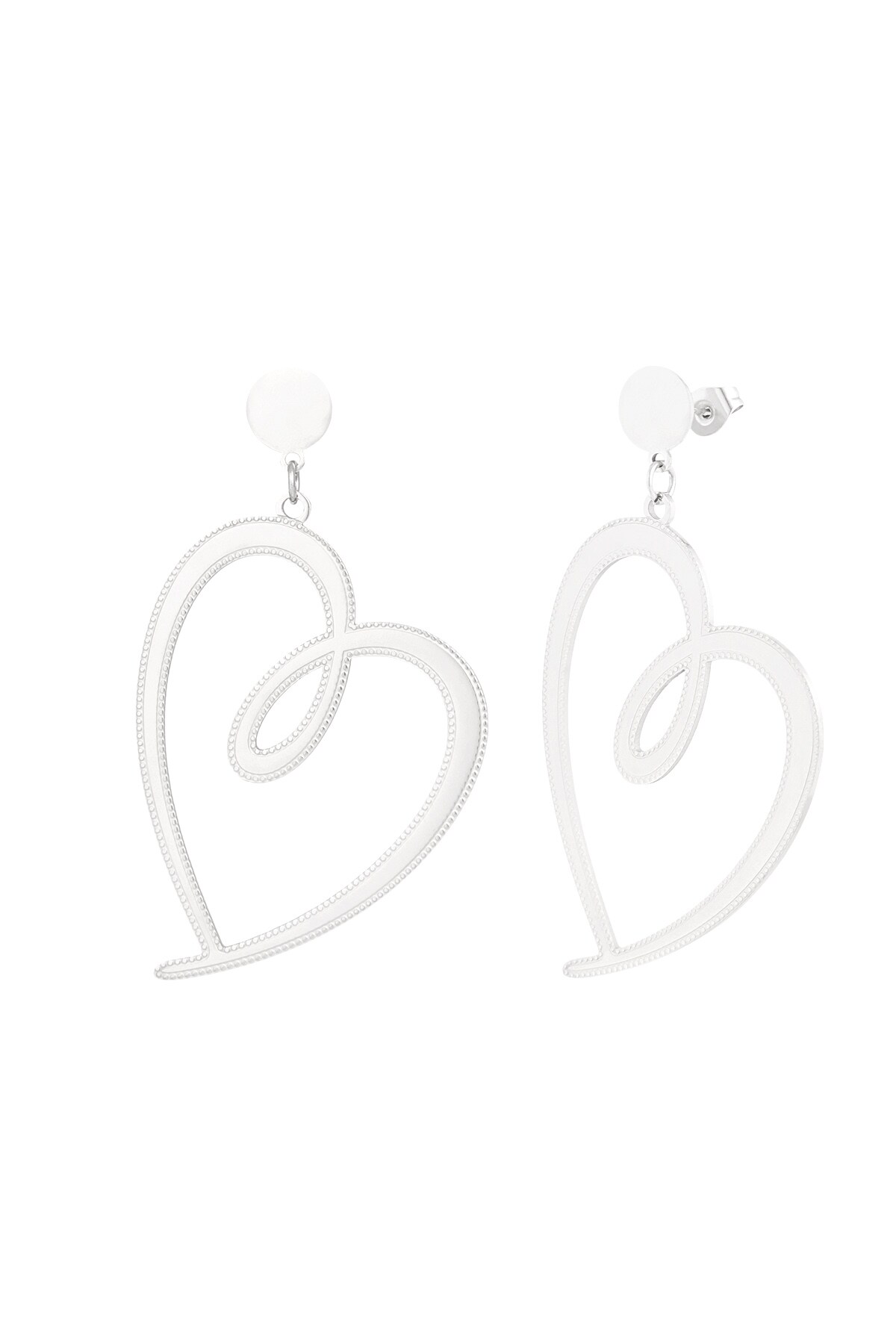 Signed heart earrings - Silver color h5 