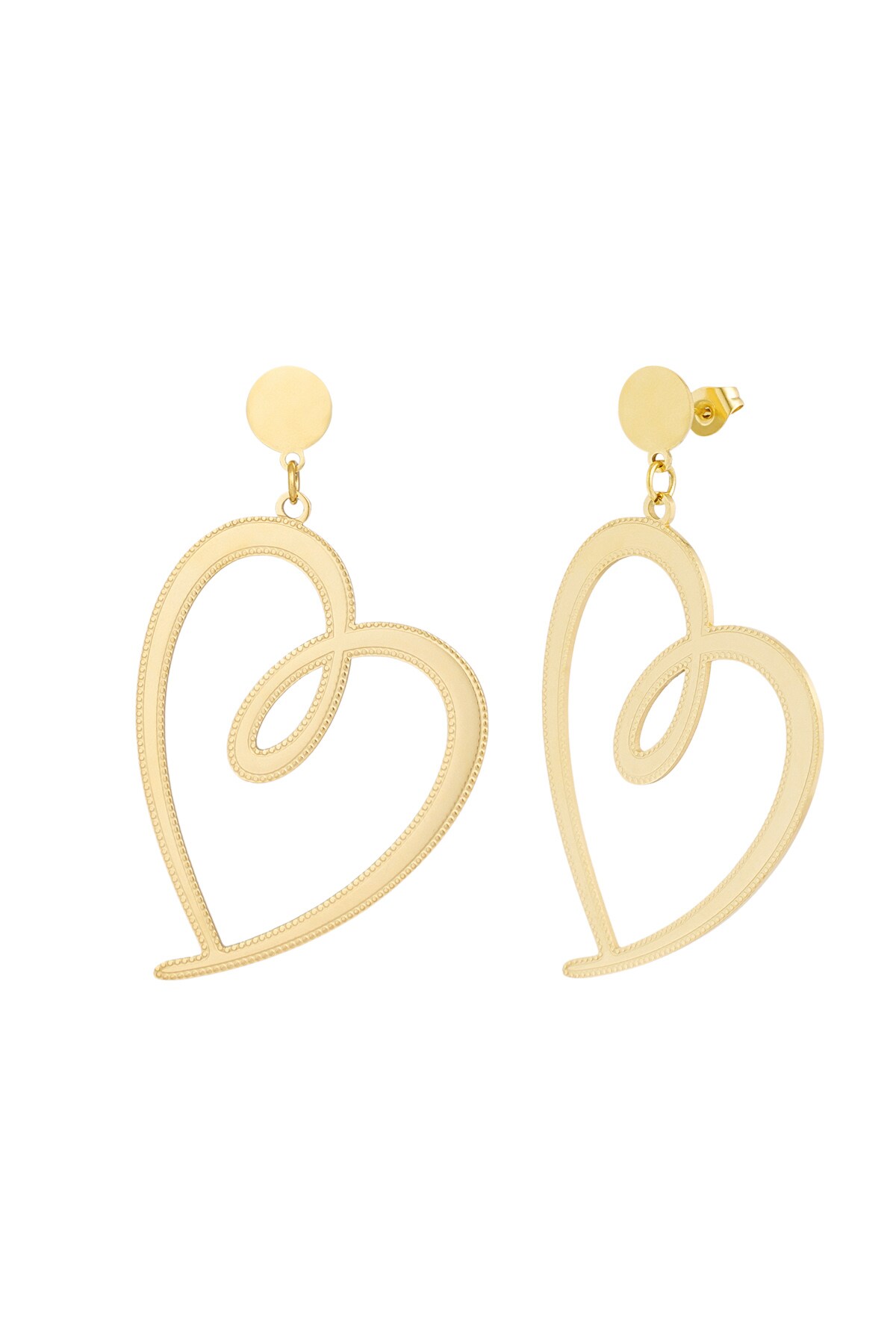 Signed heart earrings - Gold color 