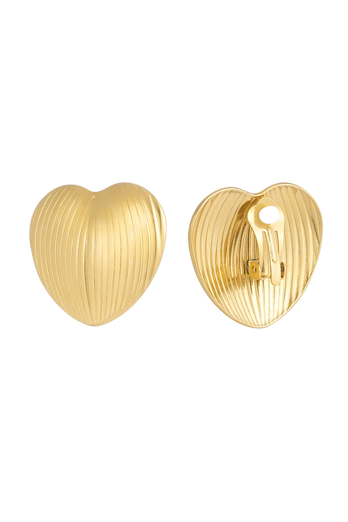 Clip earrings heart statement - Gold color h5 