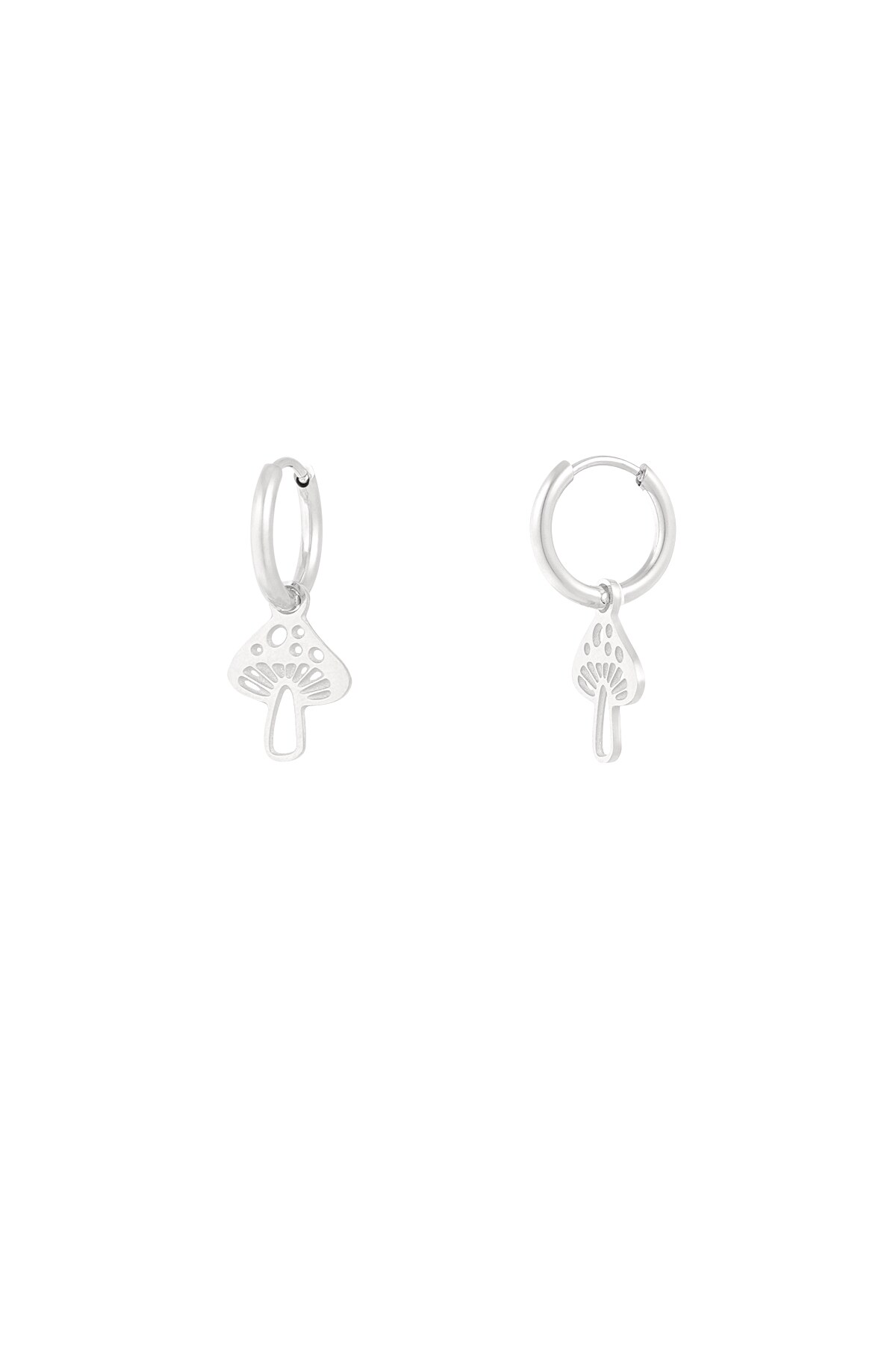 Mushroom earrings - Silver color h5 