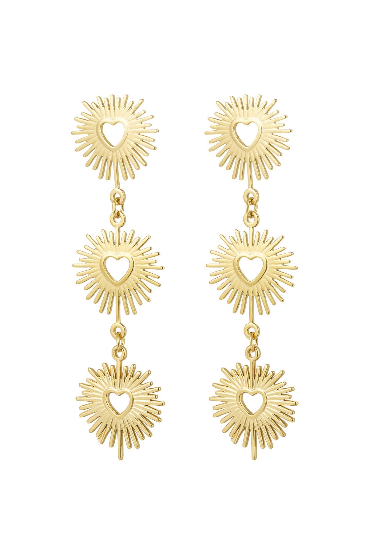 Earrings heart fireworks - Gold color h5 