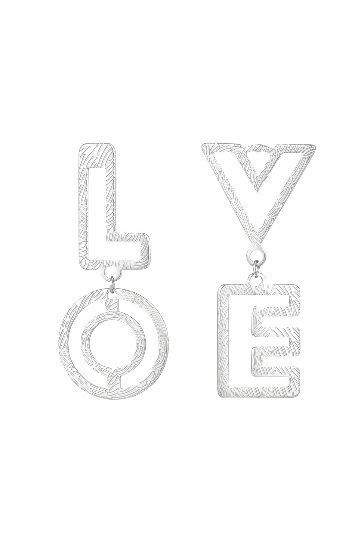 Earrings LOVE - Silver color h5 