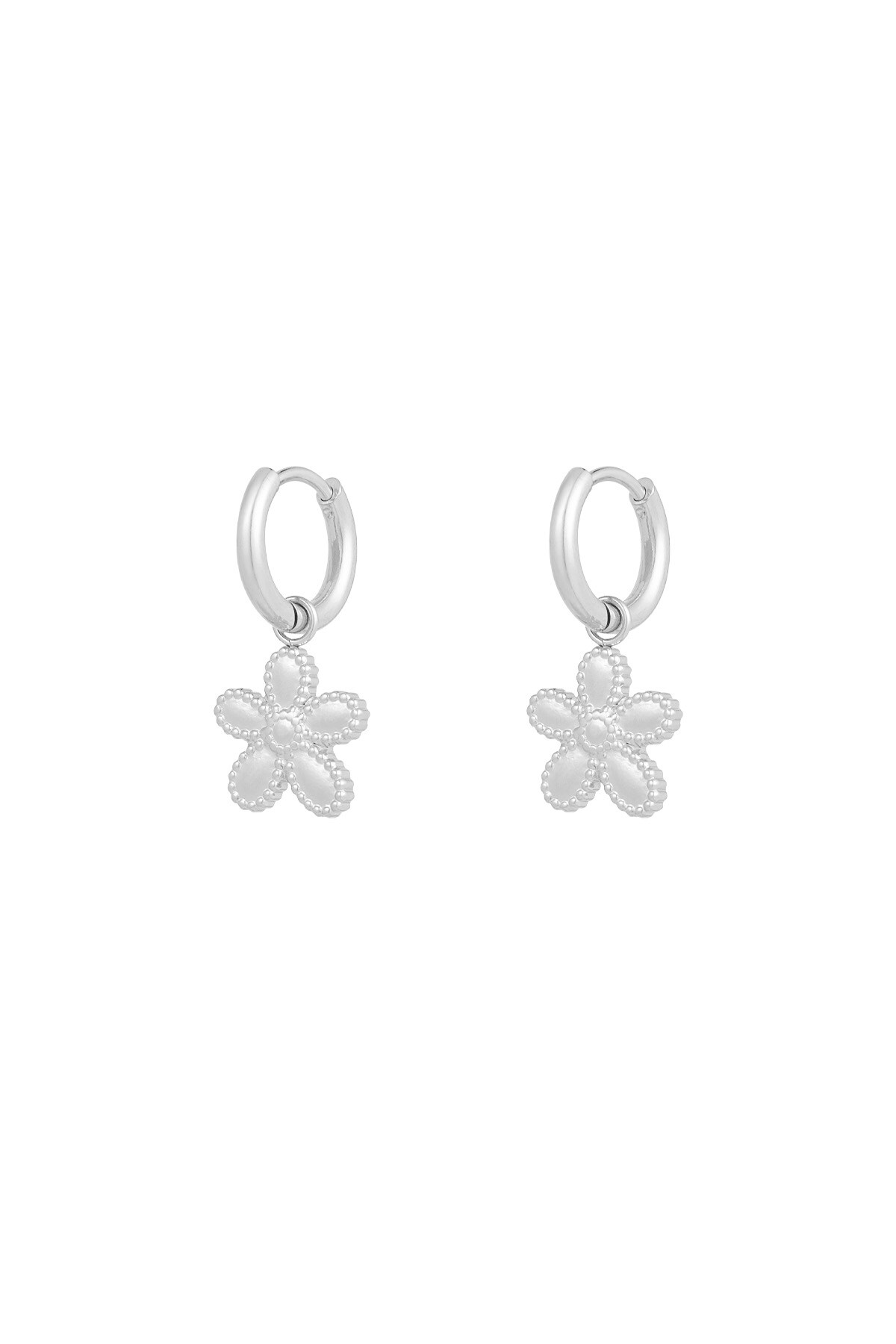 Simple flower earrings - Silver color h5 