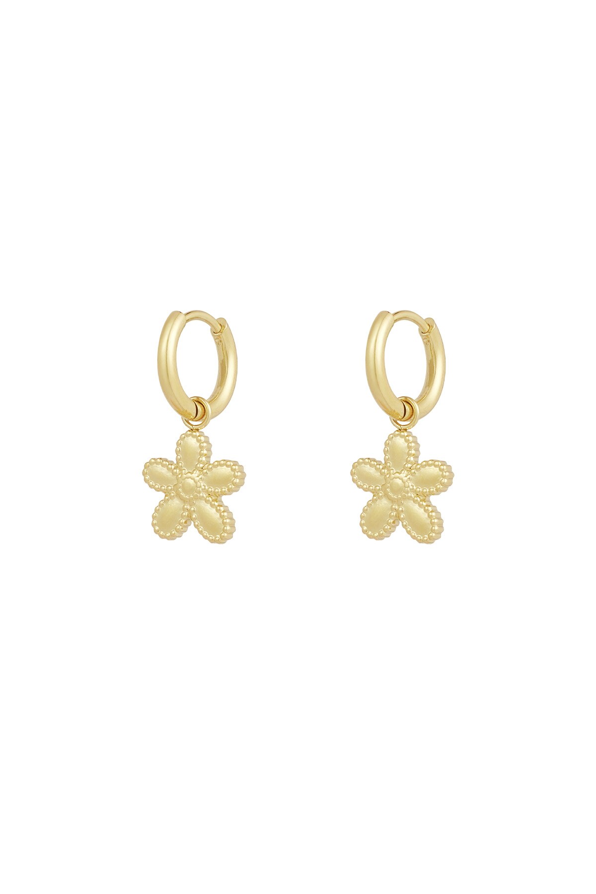 Simple flower earrings - Gold color h5 