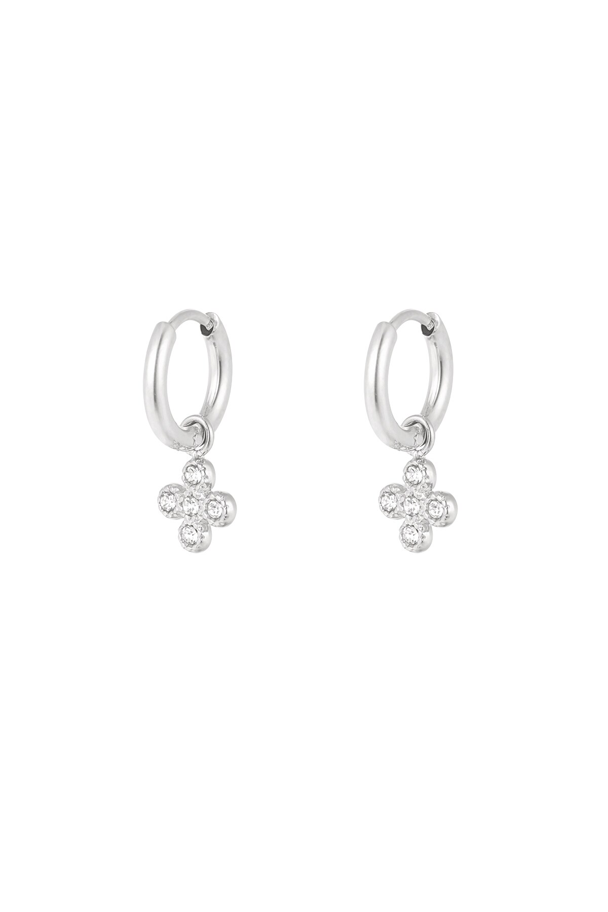 Earrings clover class - Silver color h5 