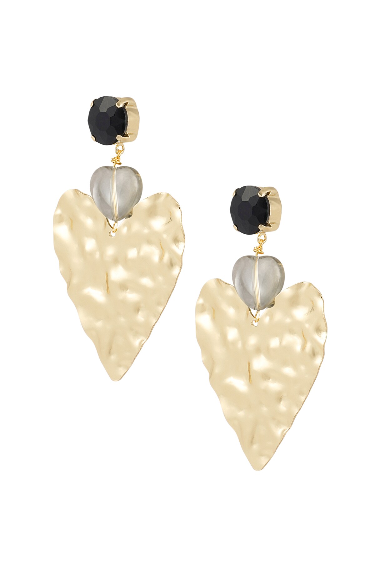 Big love statement earrings - black/gold  h5 