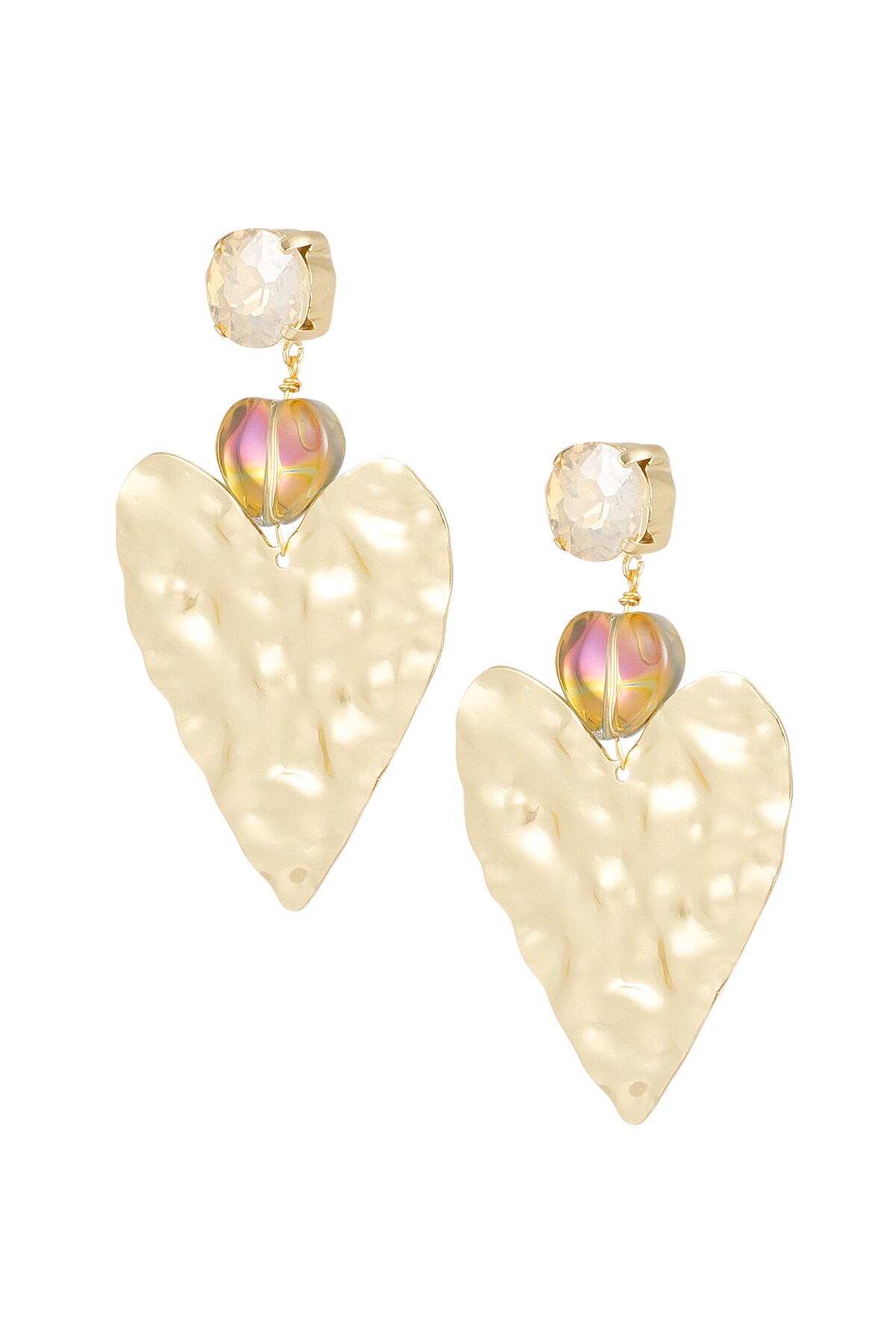 Big love statement earrings - pink/gold  h5 