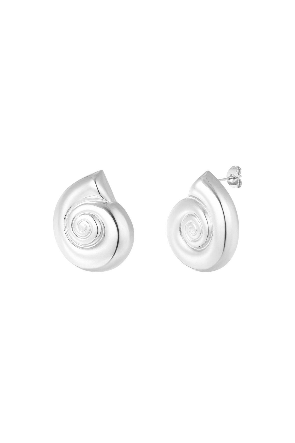 Earrings swirly shell - Silver color h5 