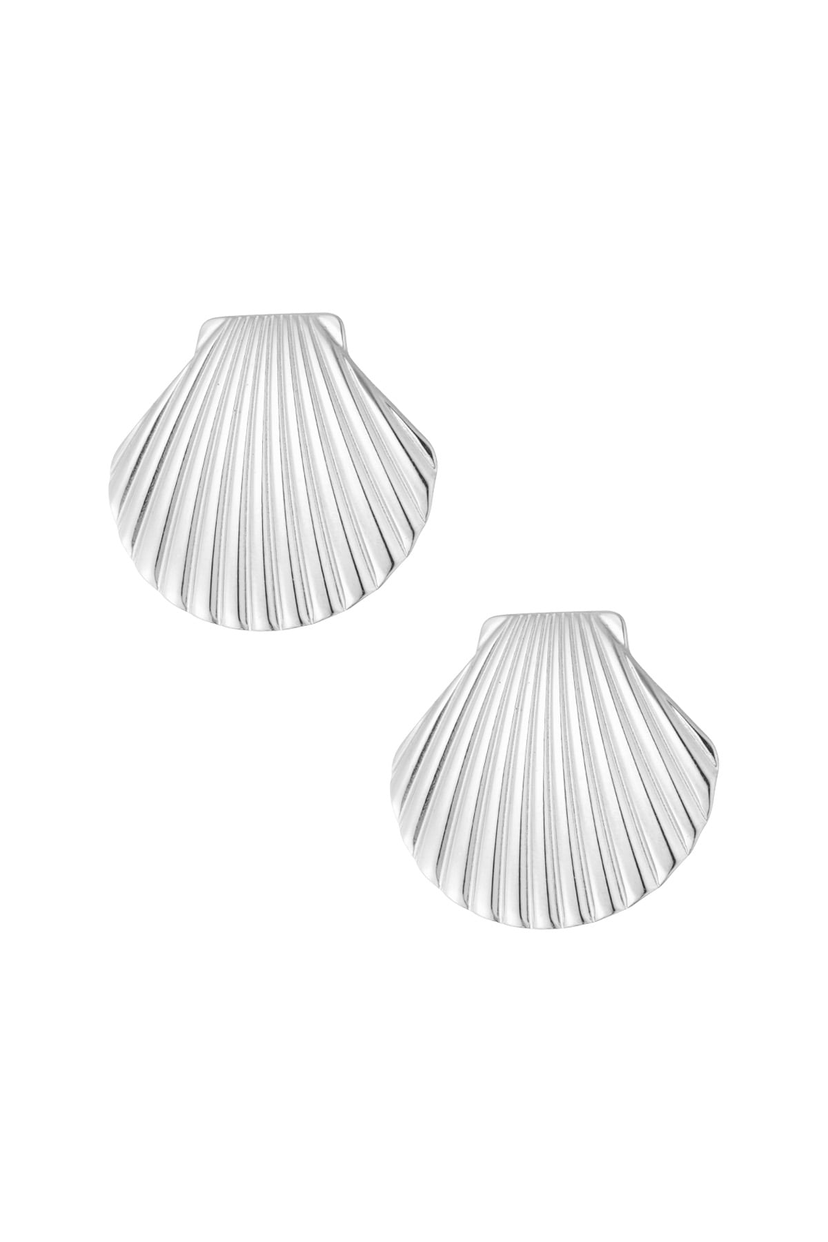 Shell statement earrings - Silver color h5 