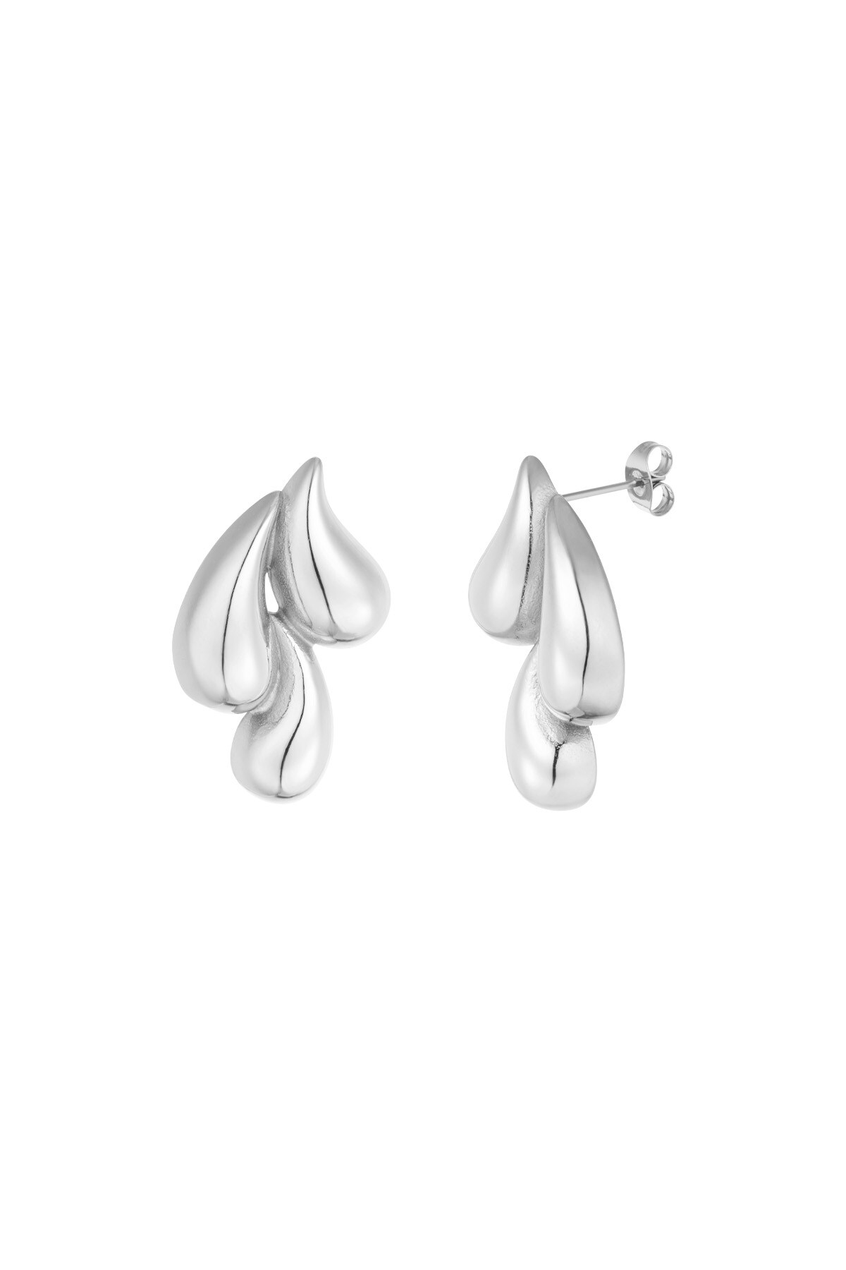 Earrings triple drip - Silver color h5 