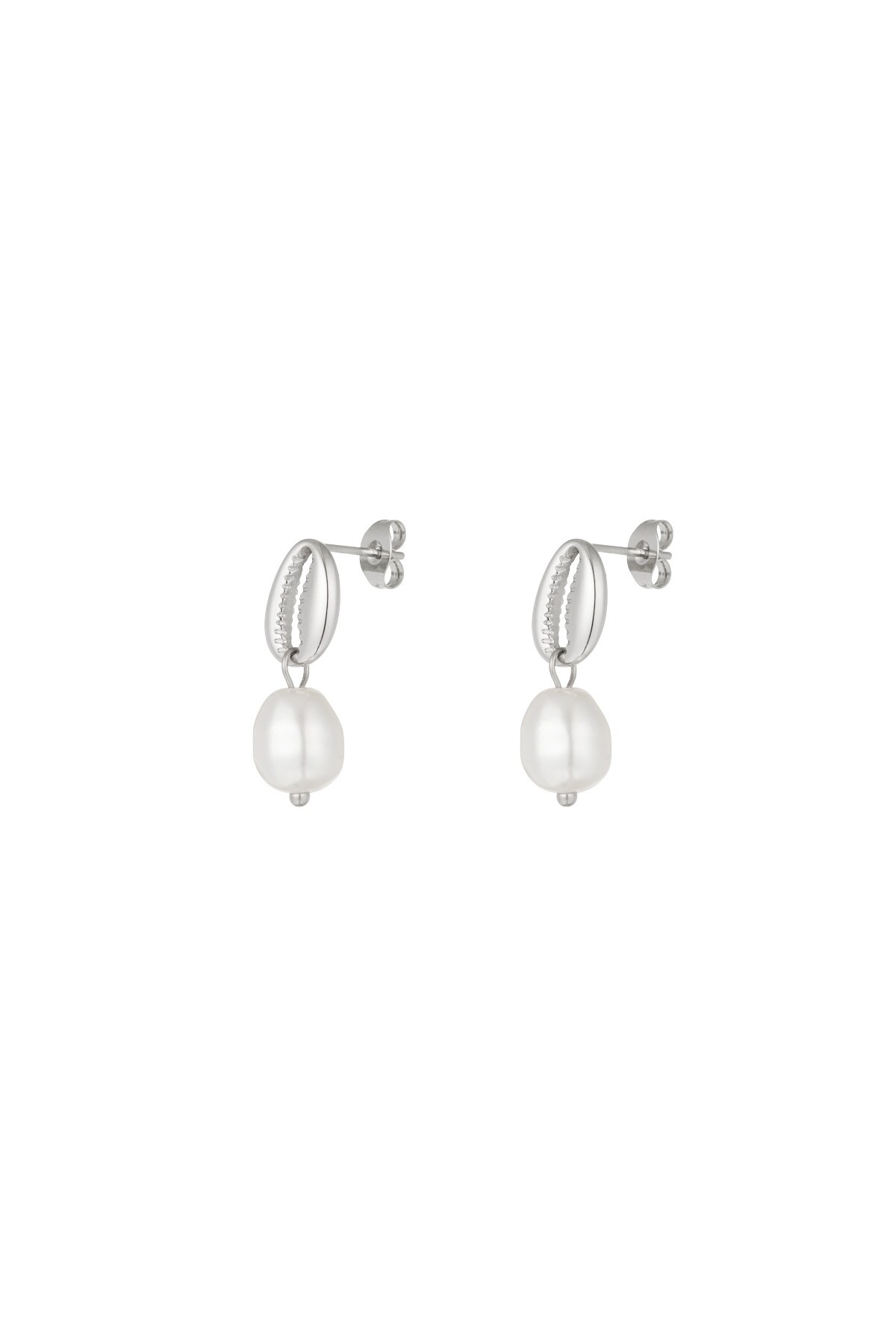 Earrings pearl shell - Silver color h5 