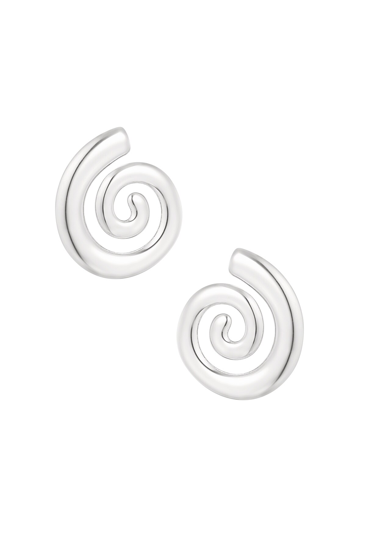 Earrings small swirly wave - Silver color h5 