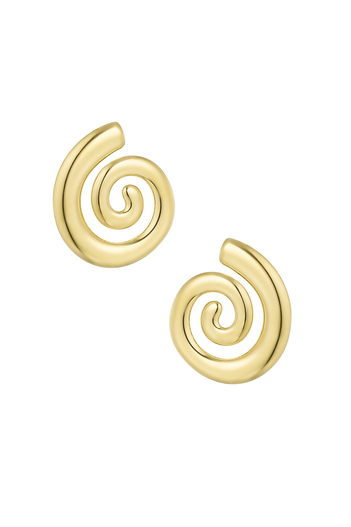 Earrings small swirly wave - Gold color h5 