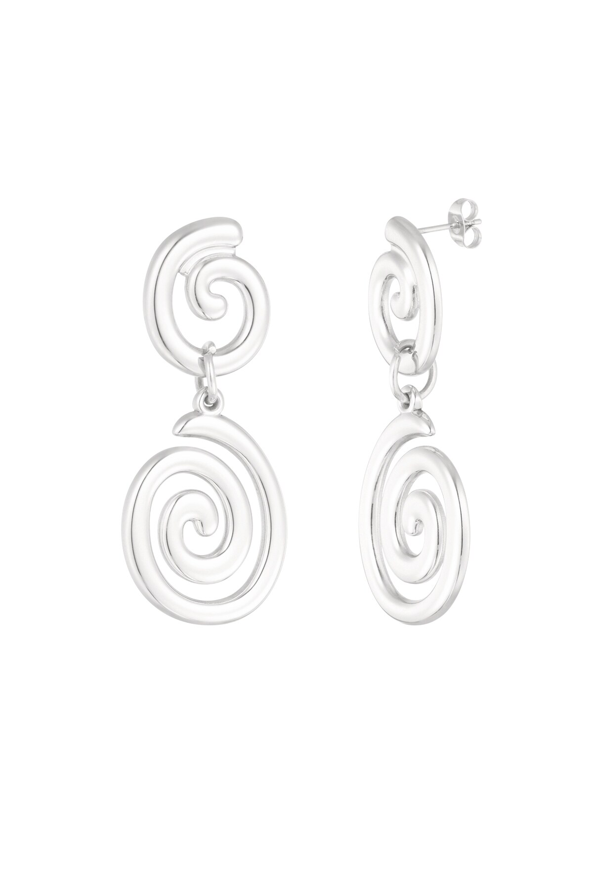 Earrings swirly wave - Silver color h5 