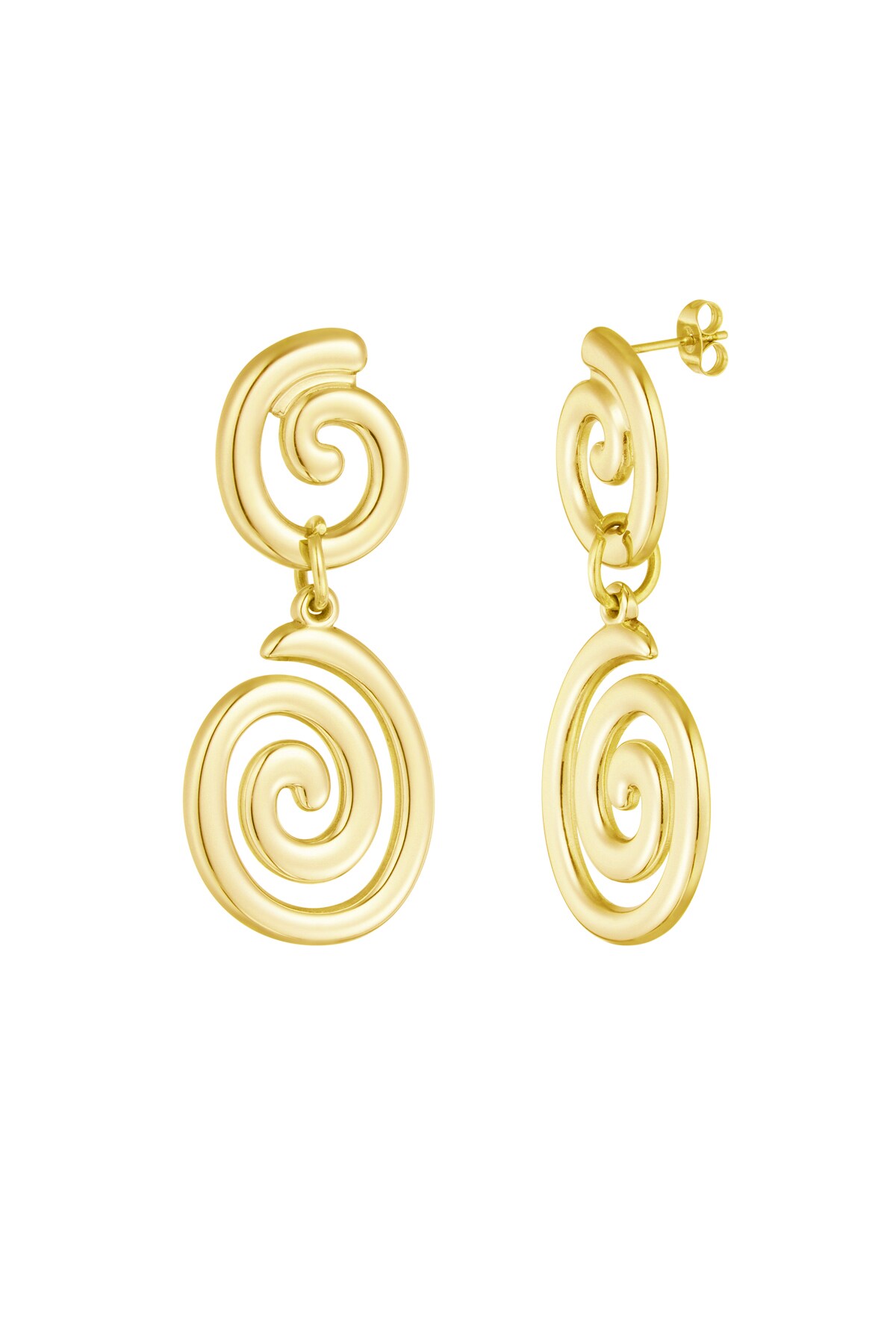 Earrings swirly wave - Gold color h5 