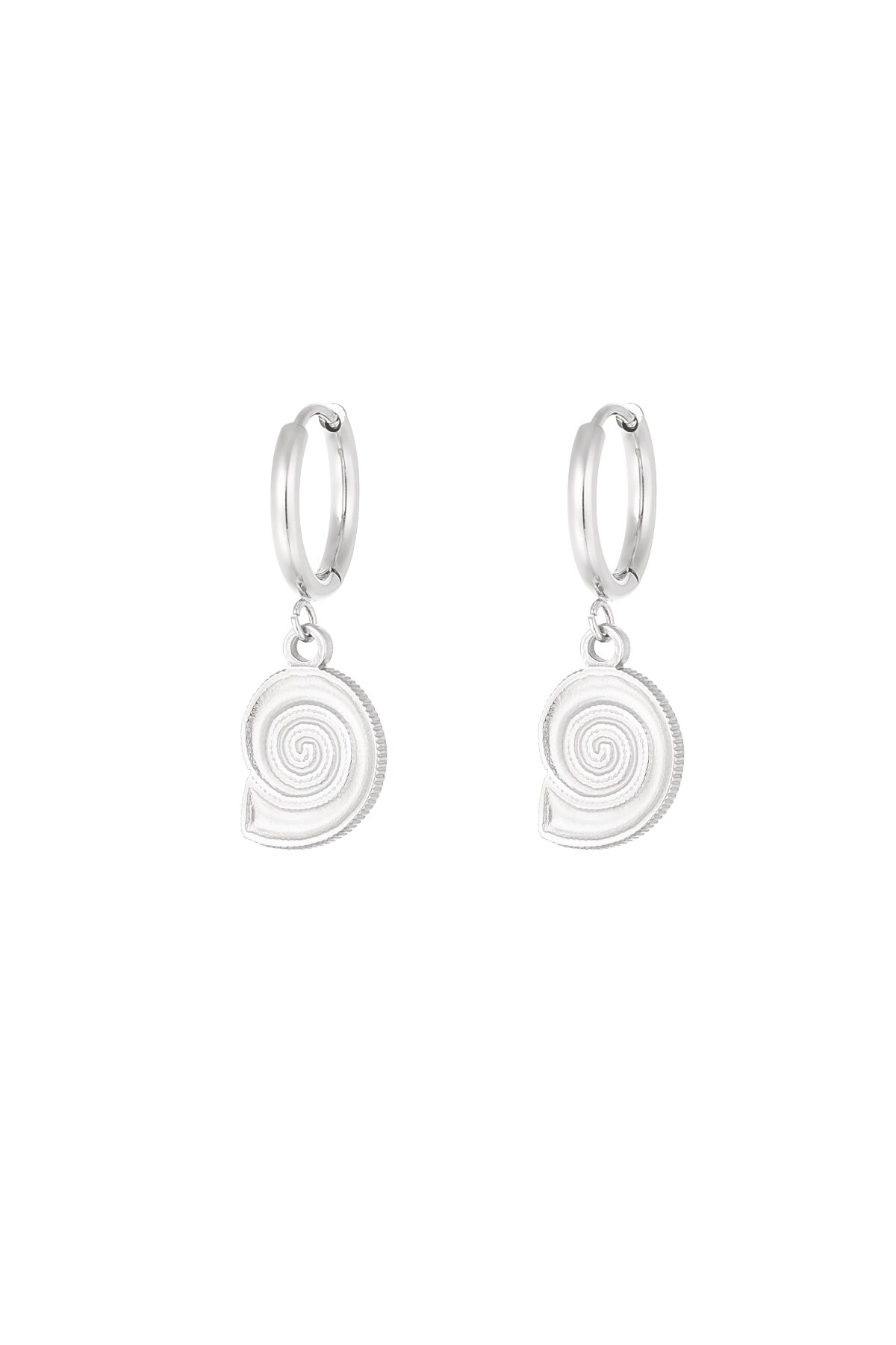 Earrings shell swirl - Silver color h5 