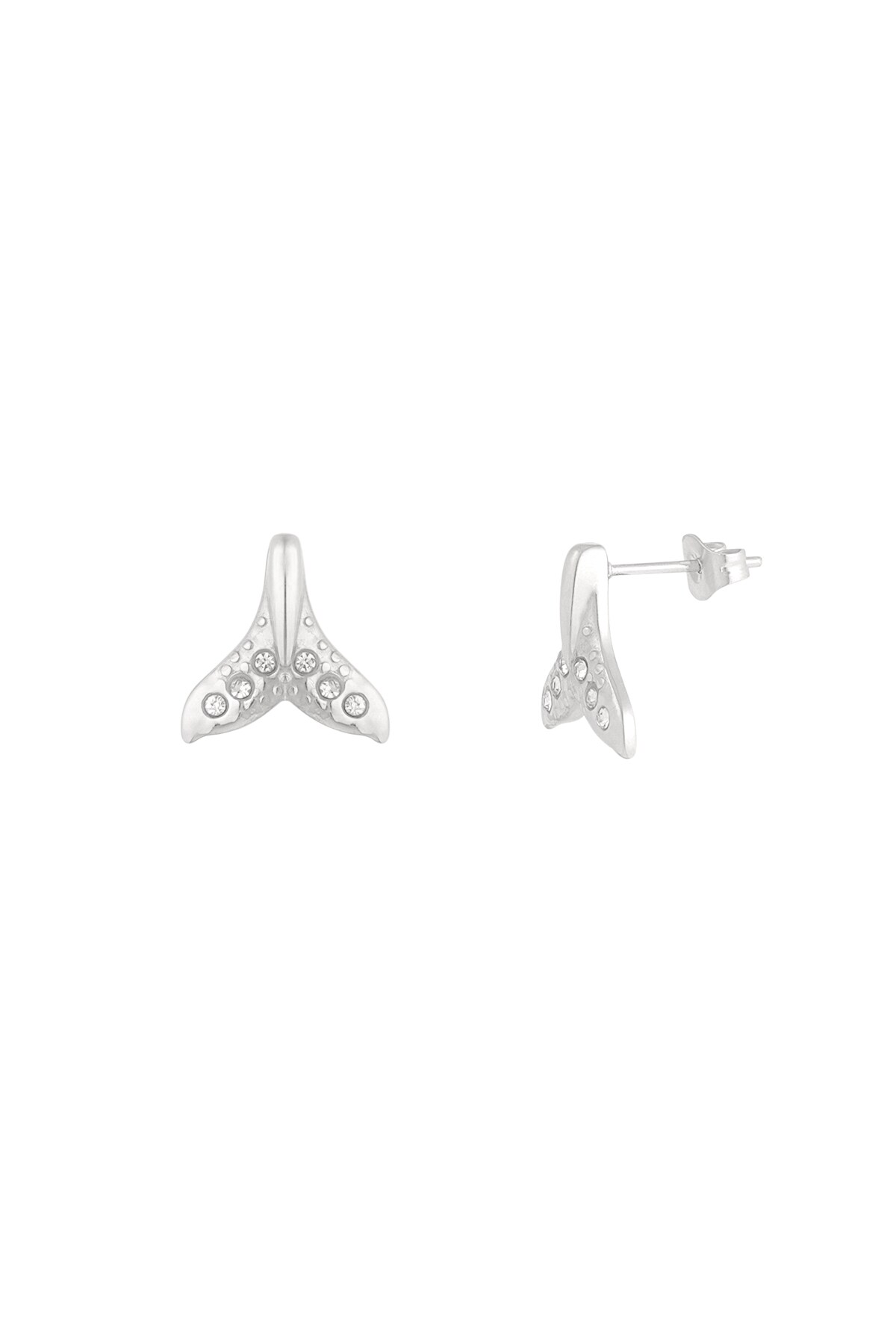 Earrings whale tail - Silver color h5 