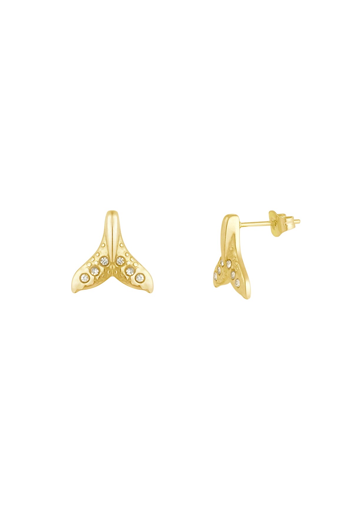 Earrings whale tail - Gold color h5 