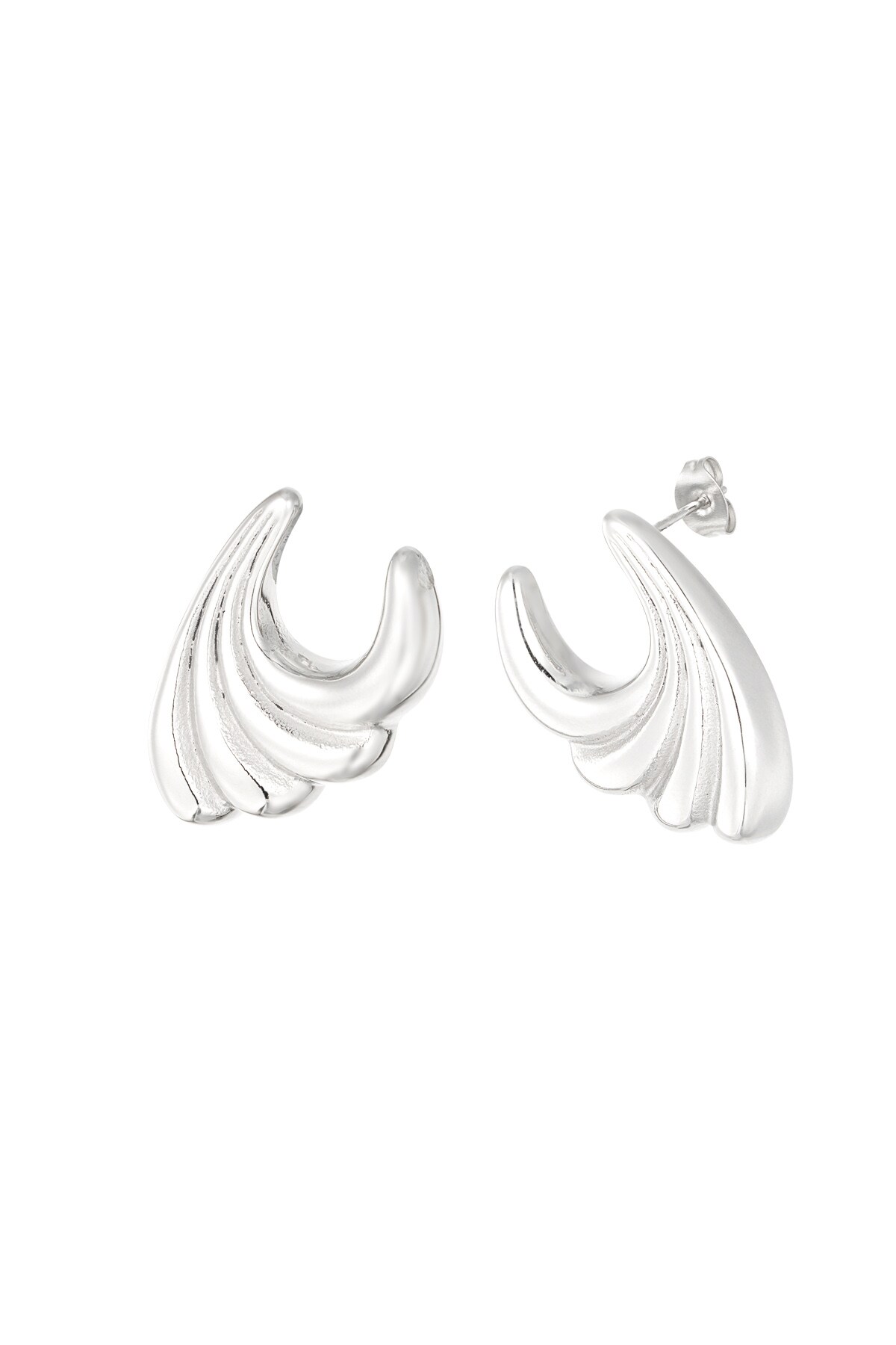 Earrings wavy wild small - Silver color h5 