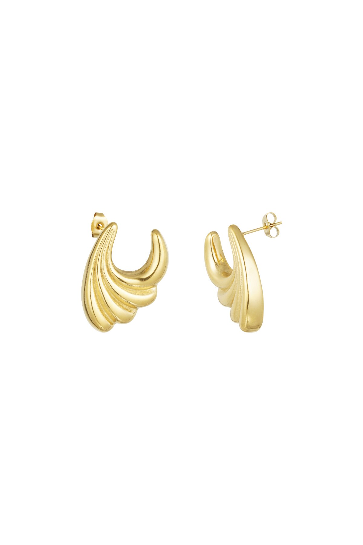 Earrings wavy wild small - Gold color h5 