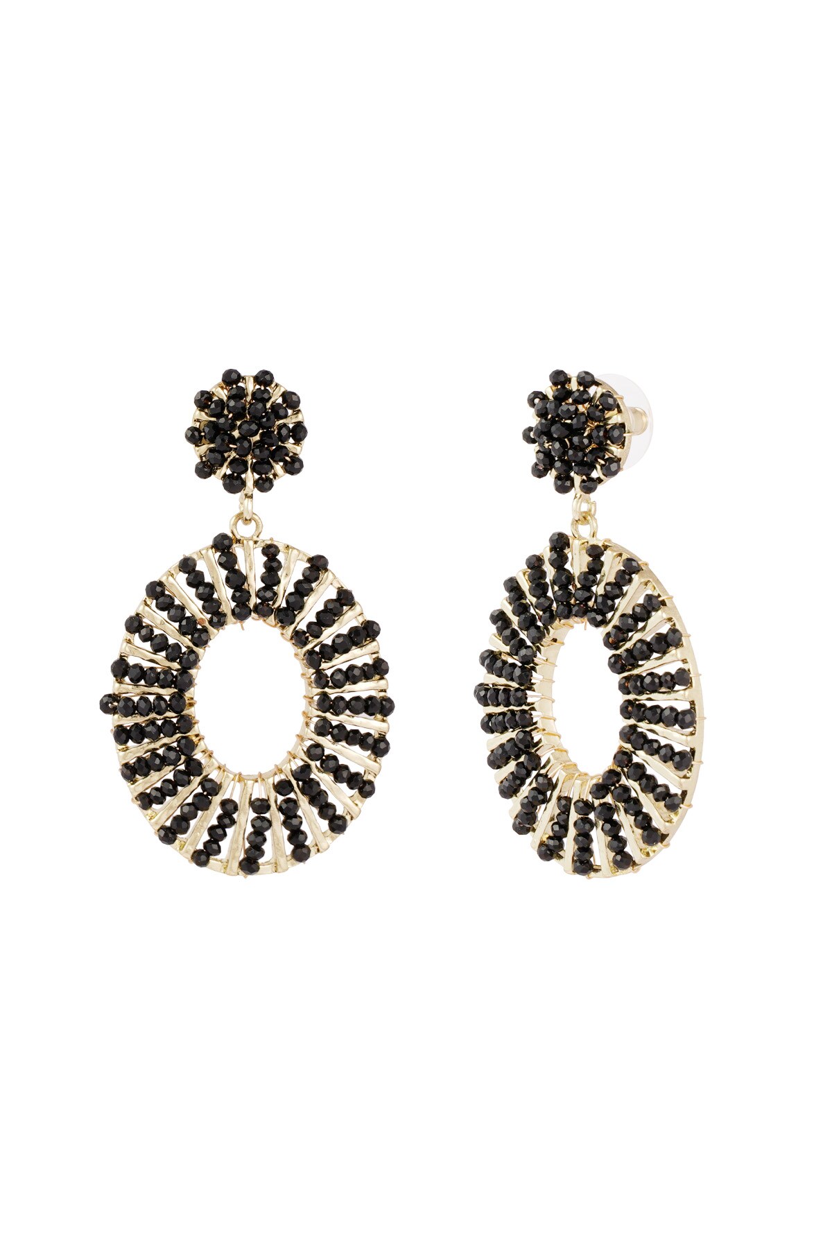 Bead Bliss Earrings - Black and Gold h5 