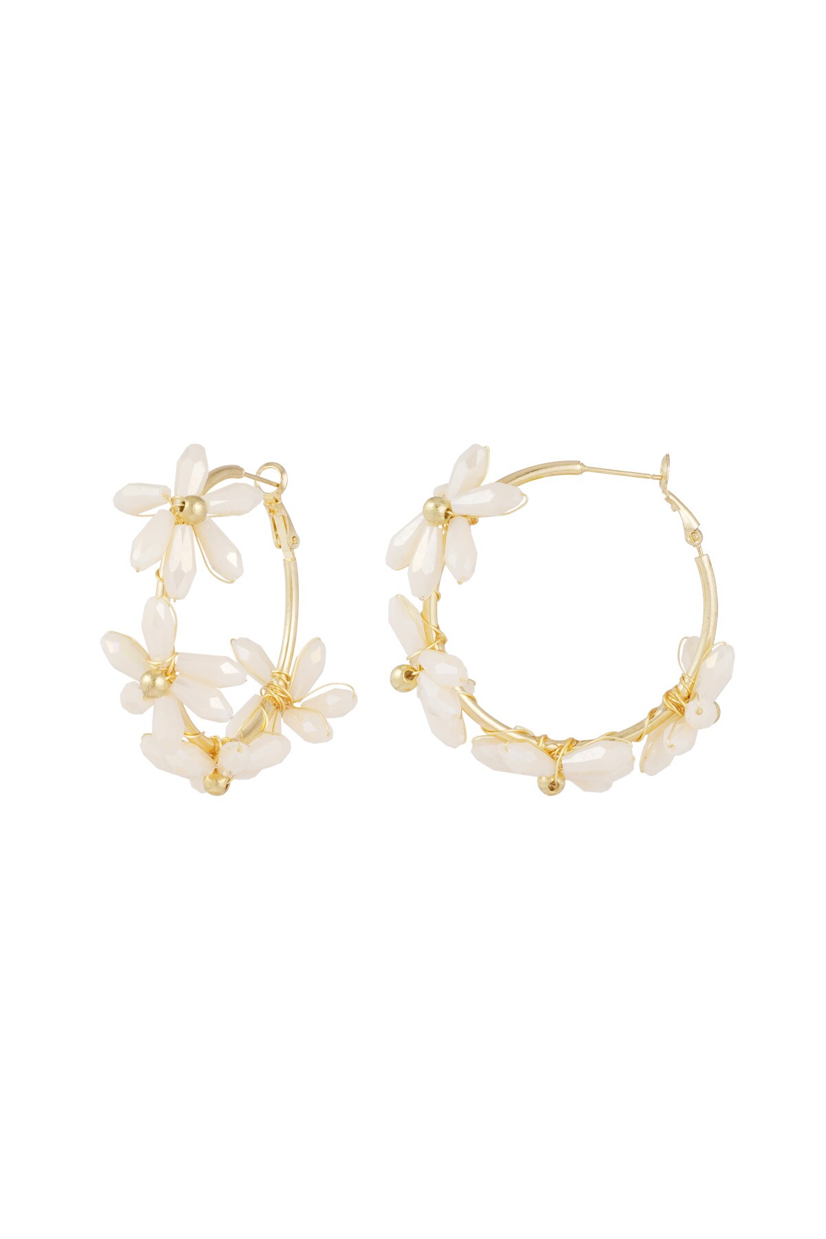 Flowering rings earrings - white h5 