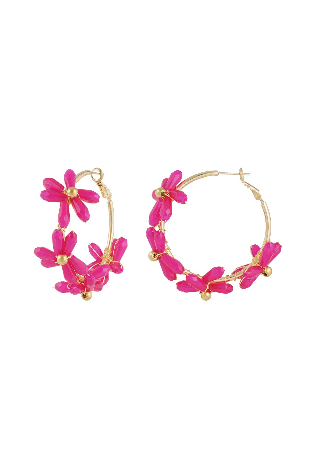 Flowering rings earrings - pink h5 