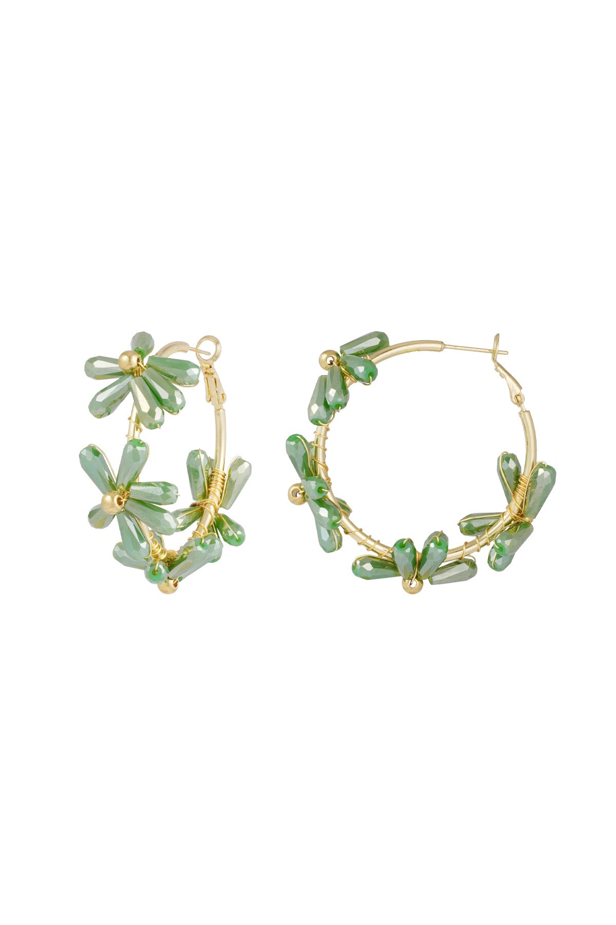 Flowering rings earrings - green h5 