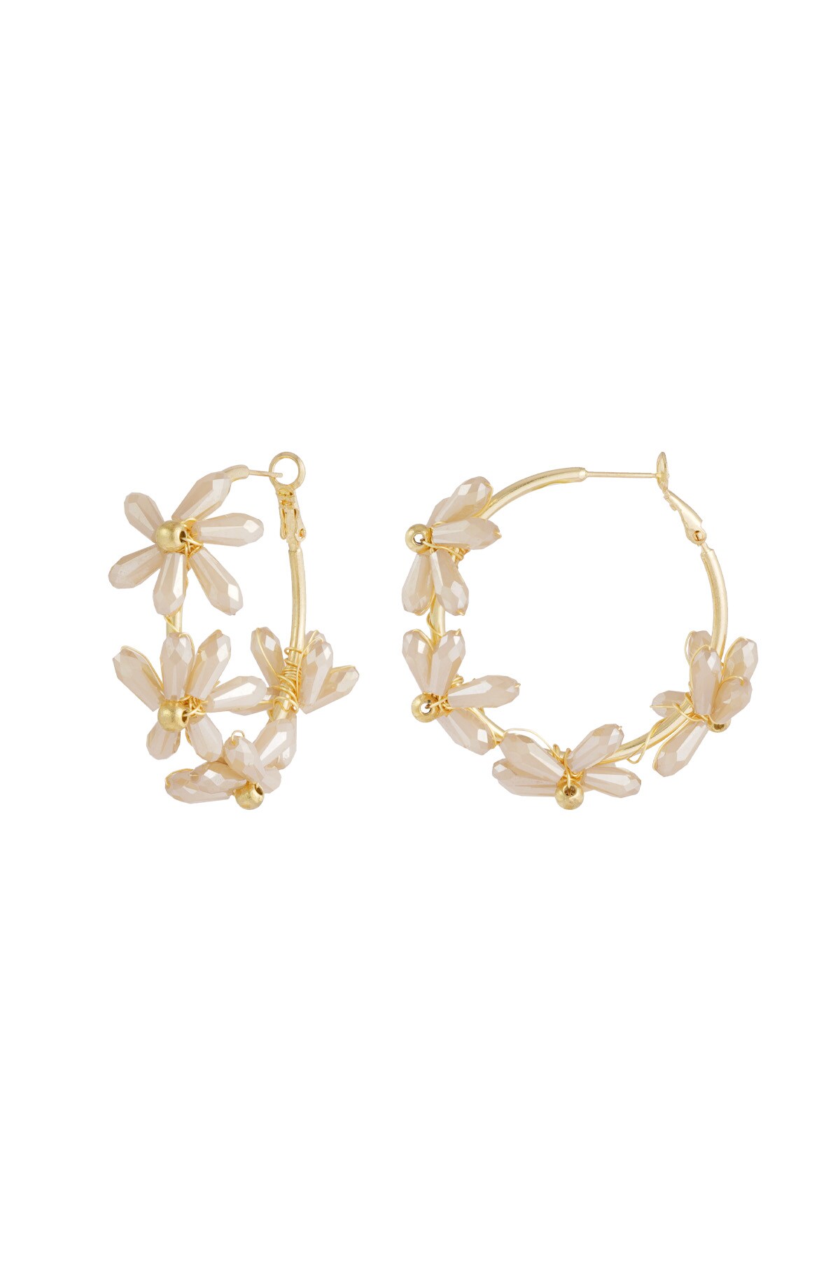 Flowering rings earrings - beige h5 