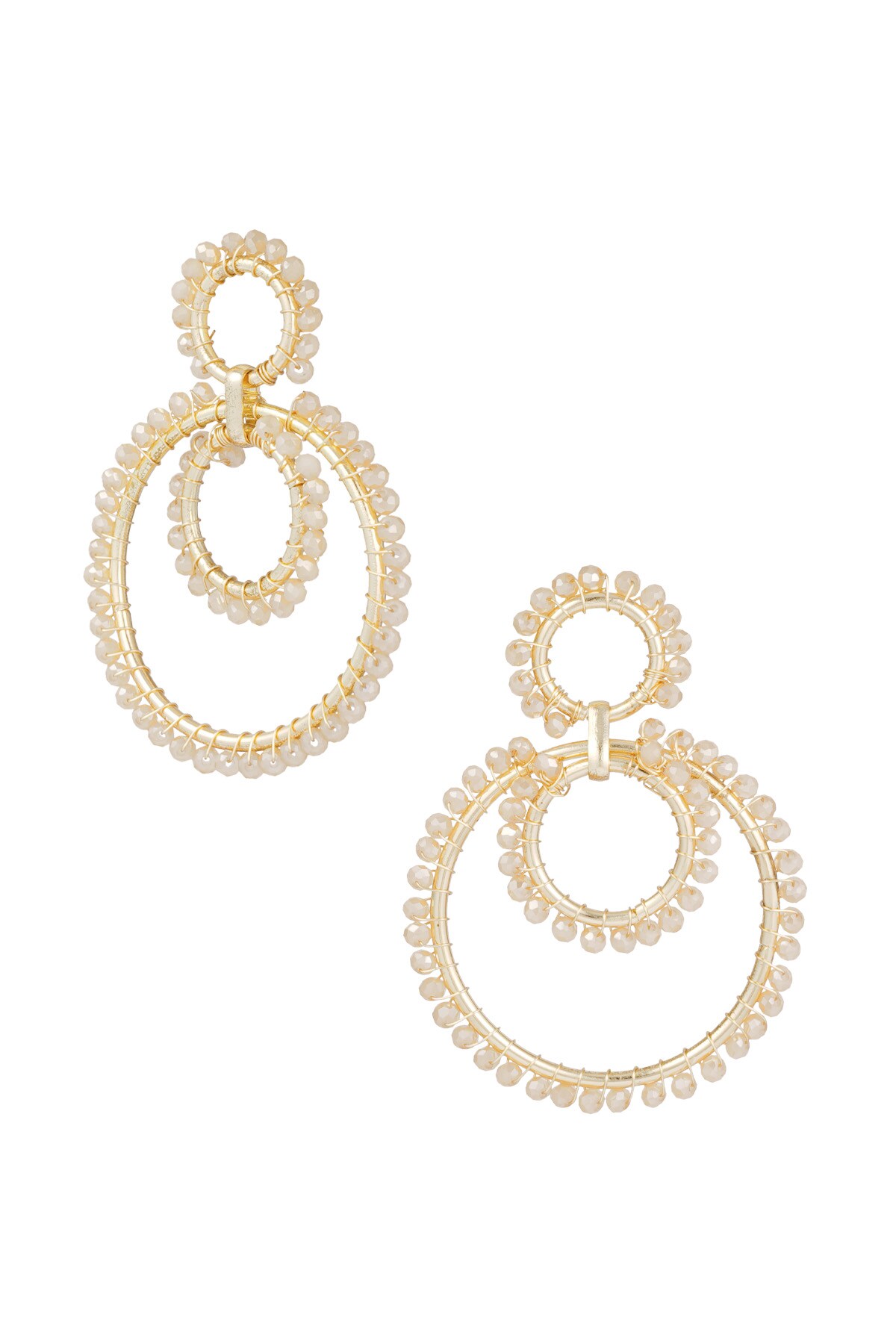 Shimmering Rings Beads earrings - beige 