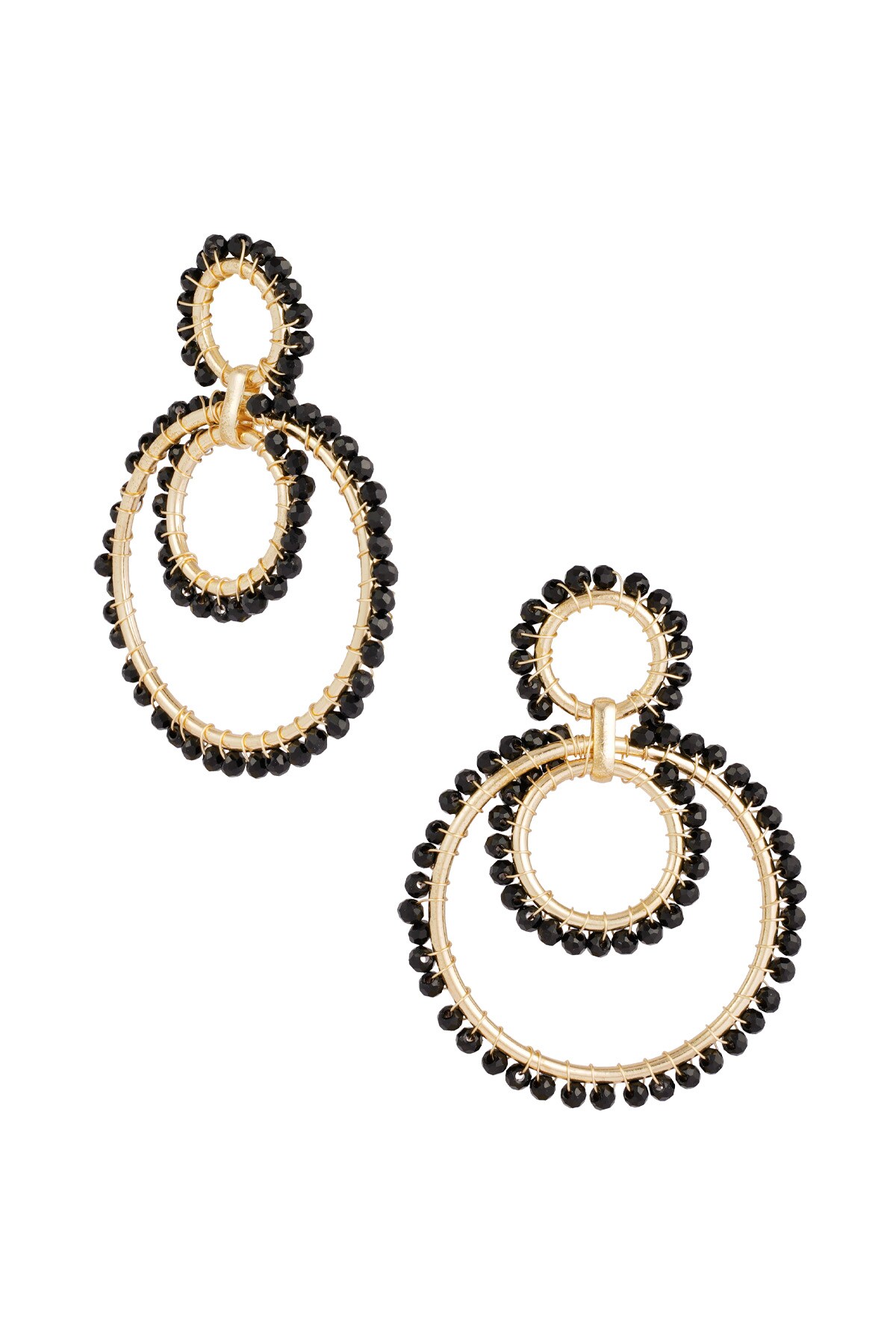 Shimmering Rings Beads earrings - black & gold h5 