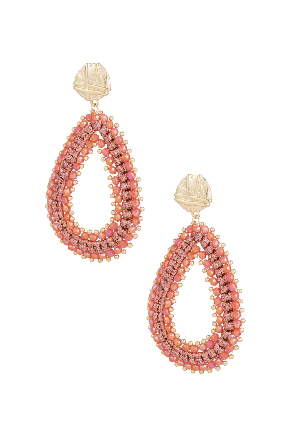 Shimmering Drop Beads Earrings - Red h5 