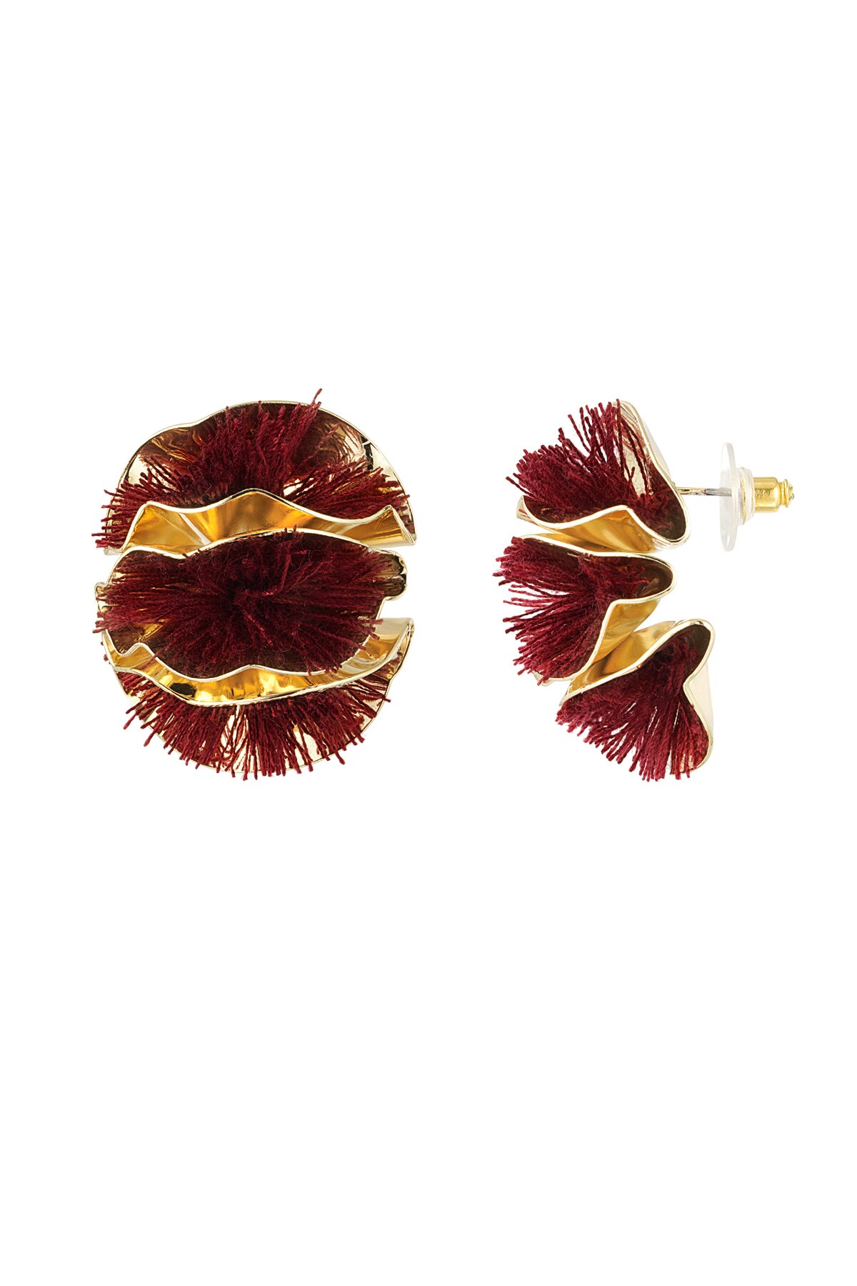 Colorful Flower statement earrings - burgundy 