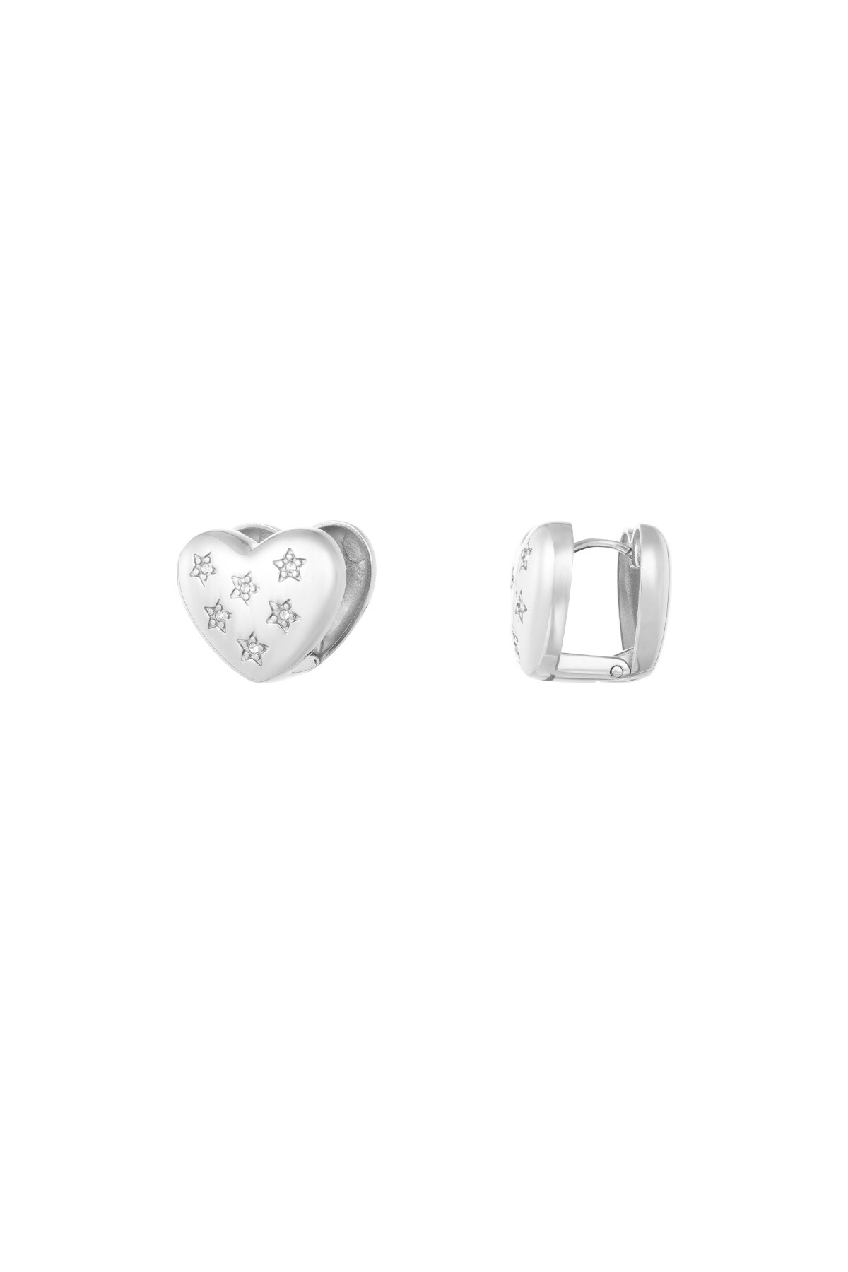 Earrings everyday hearts - Silver color h5 