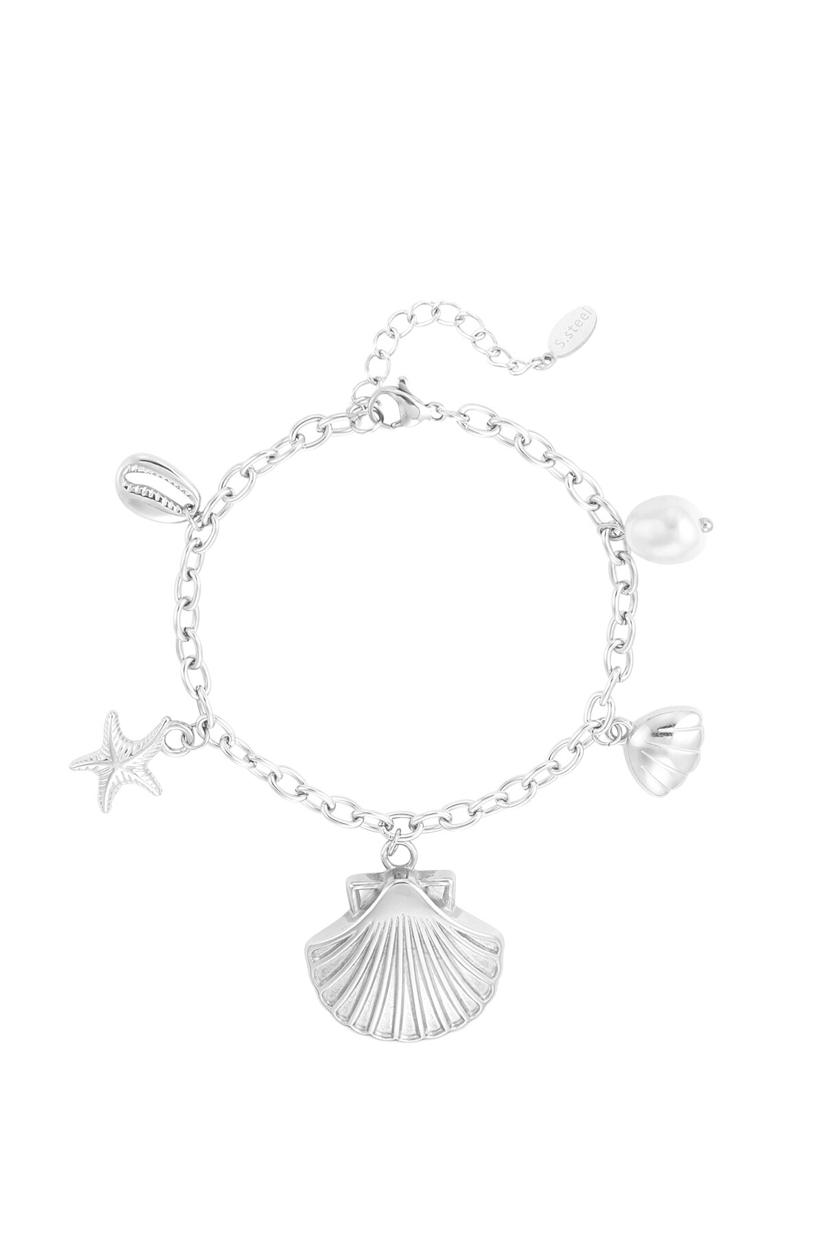 Link bracelet seashell - Silver color h5 