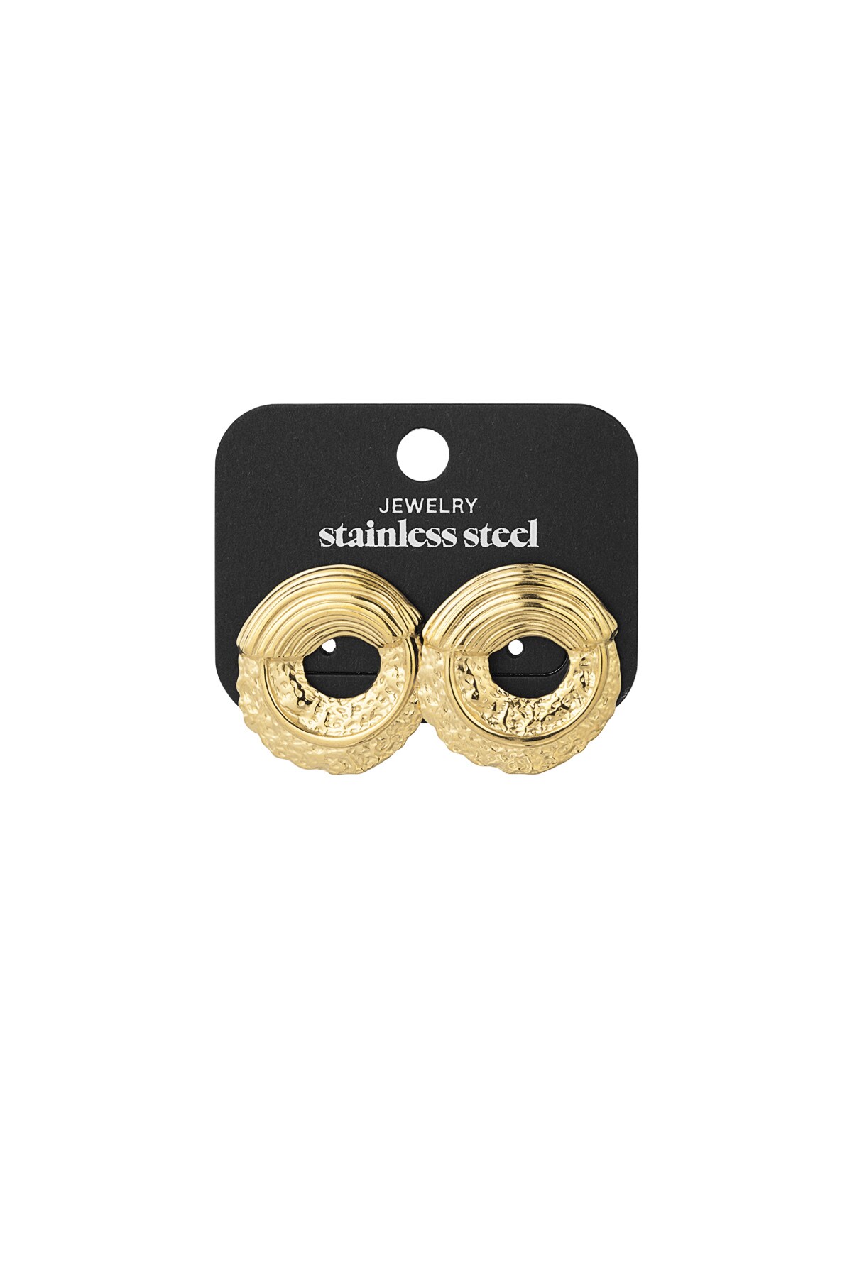 Earrings structured round - Gold color h5 Picture3