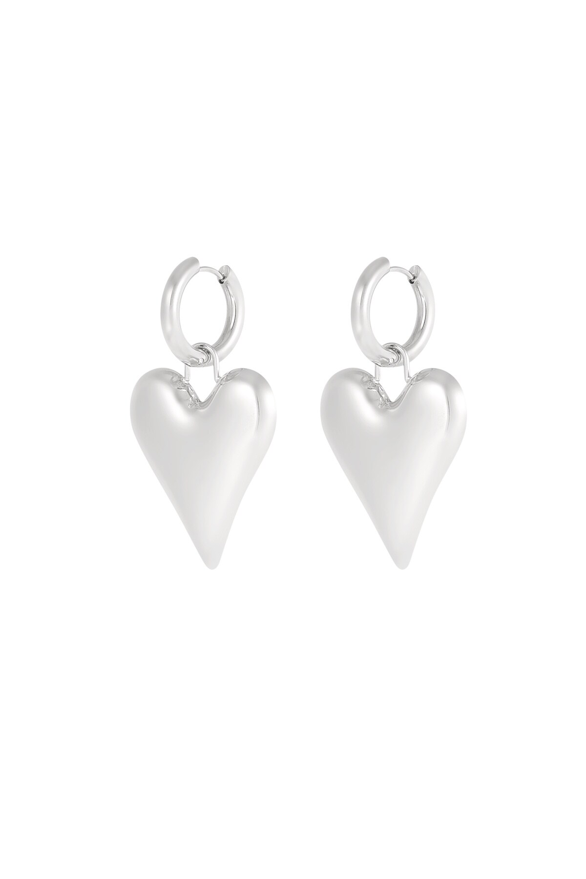 Big Heart pendant earrings - Silver color h5 