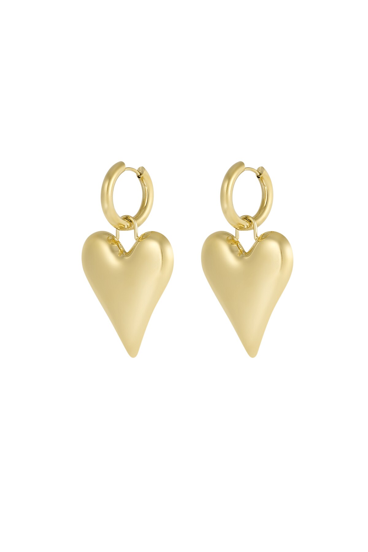 Big Heart pendant earrings - Gold color h5 