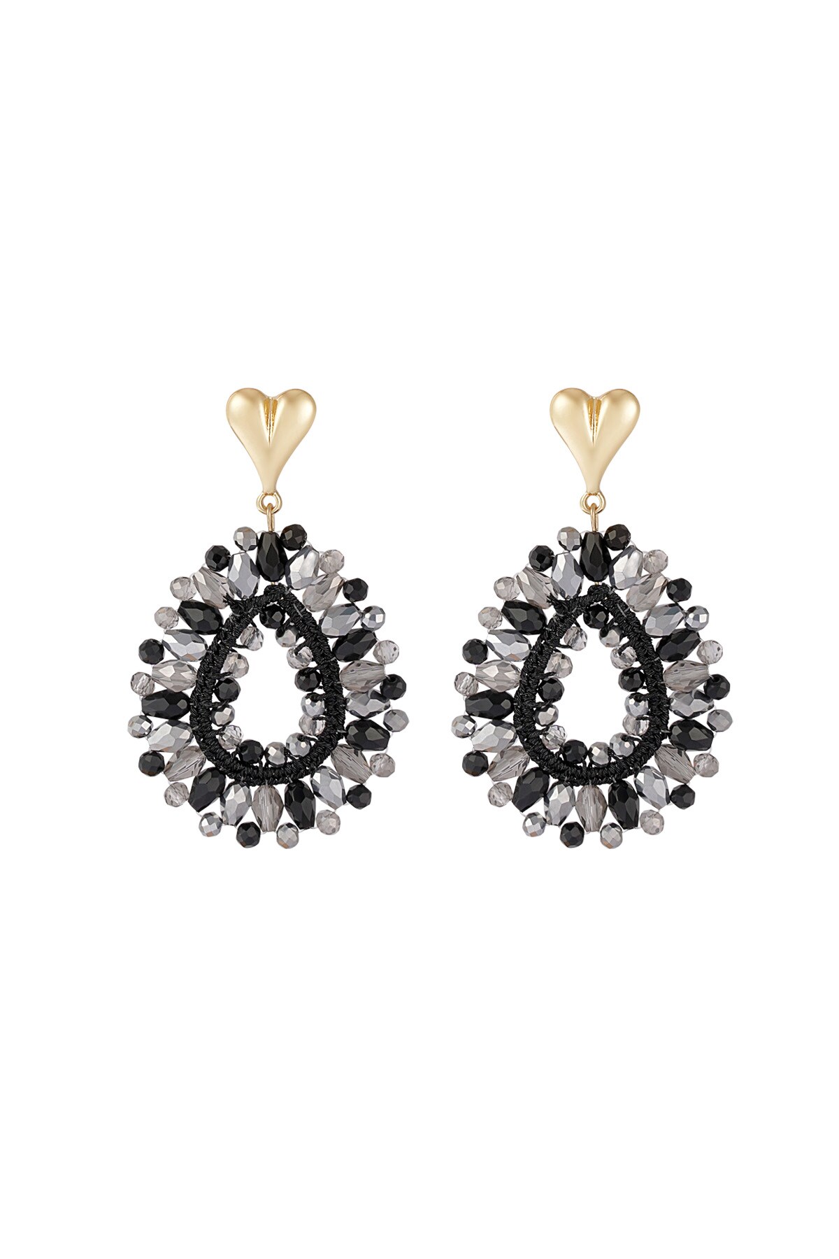 Beaded Love earrings - black & grey h5 