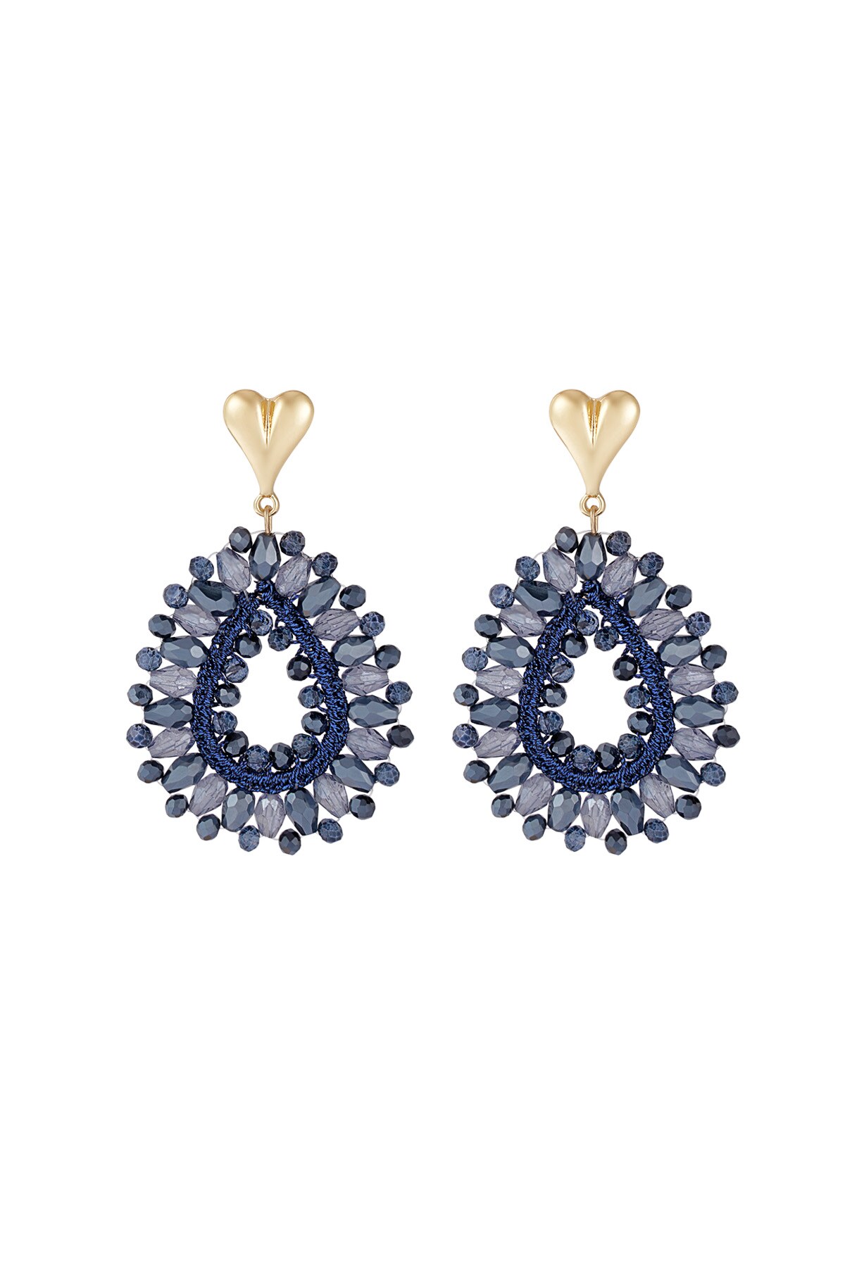 Beaded Love earrings - dark blue h5 