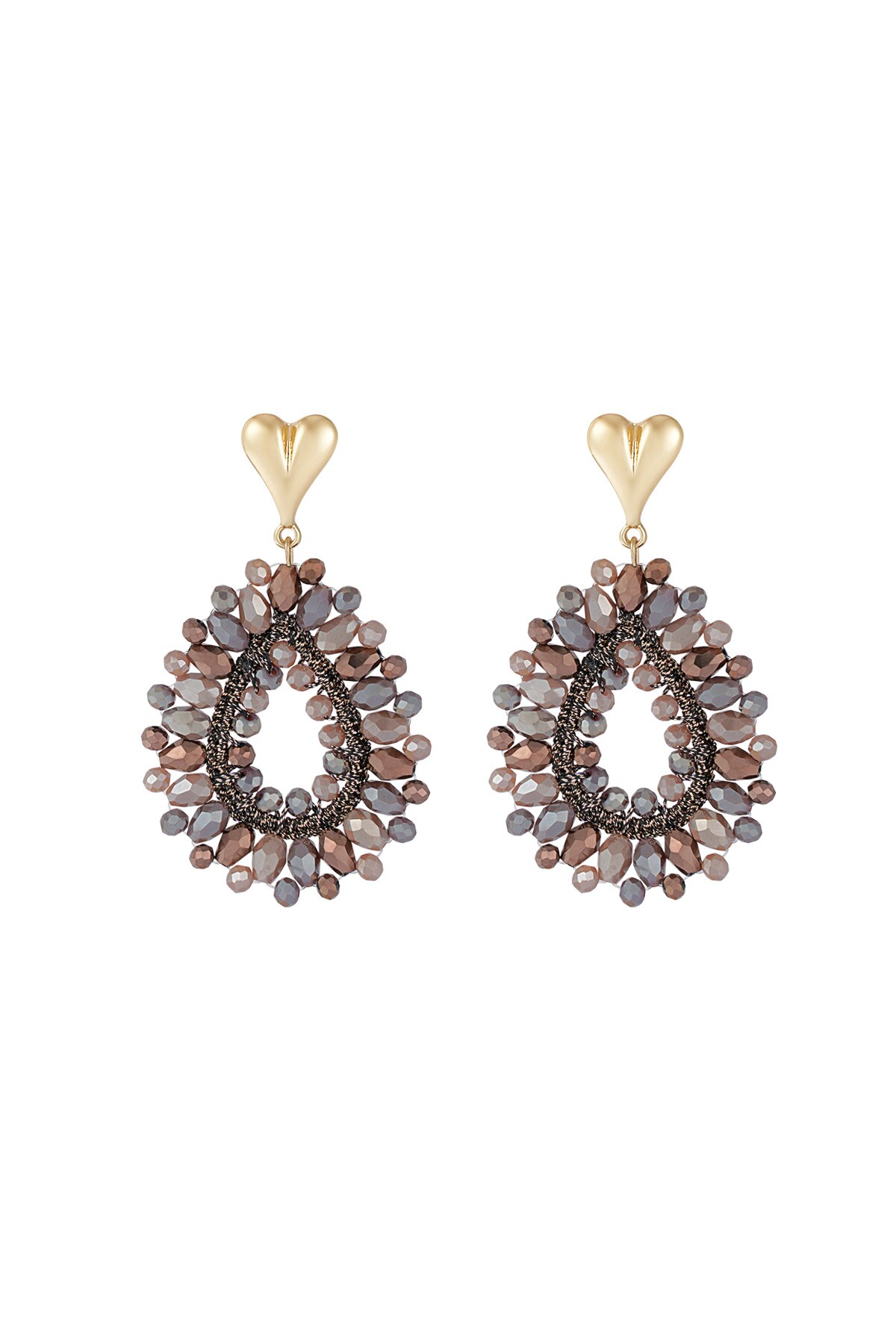 Beaded Love earrings - brown h5 