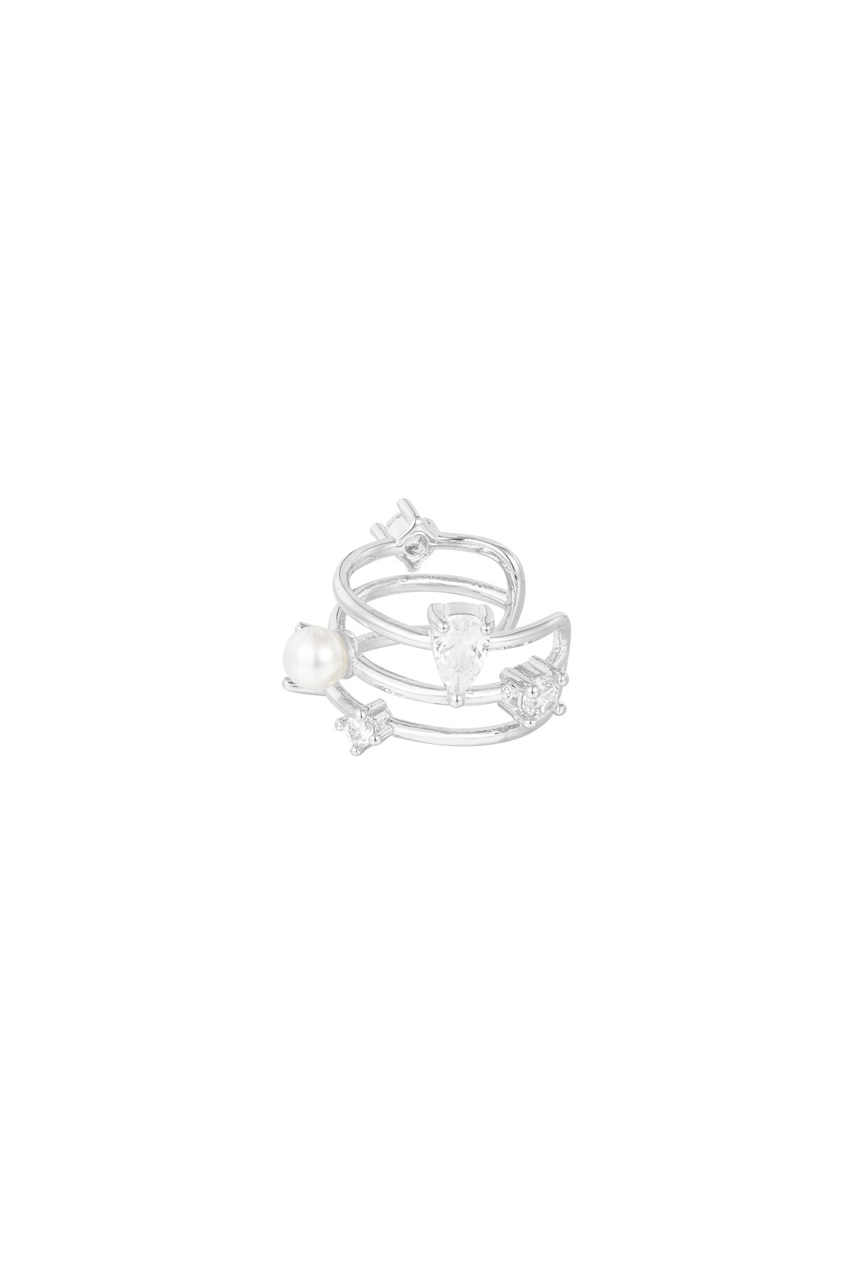 Earcuff Pearl Glow - Silver color h5 