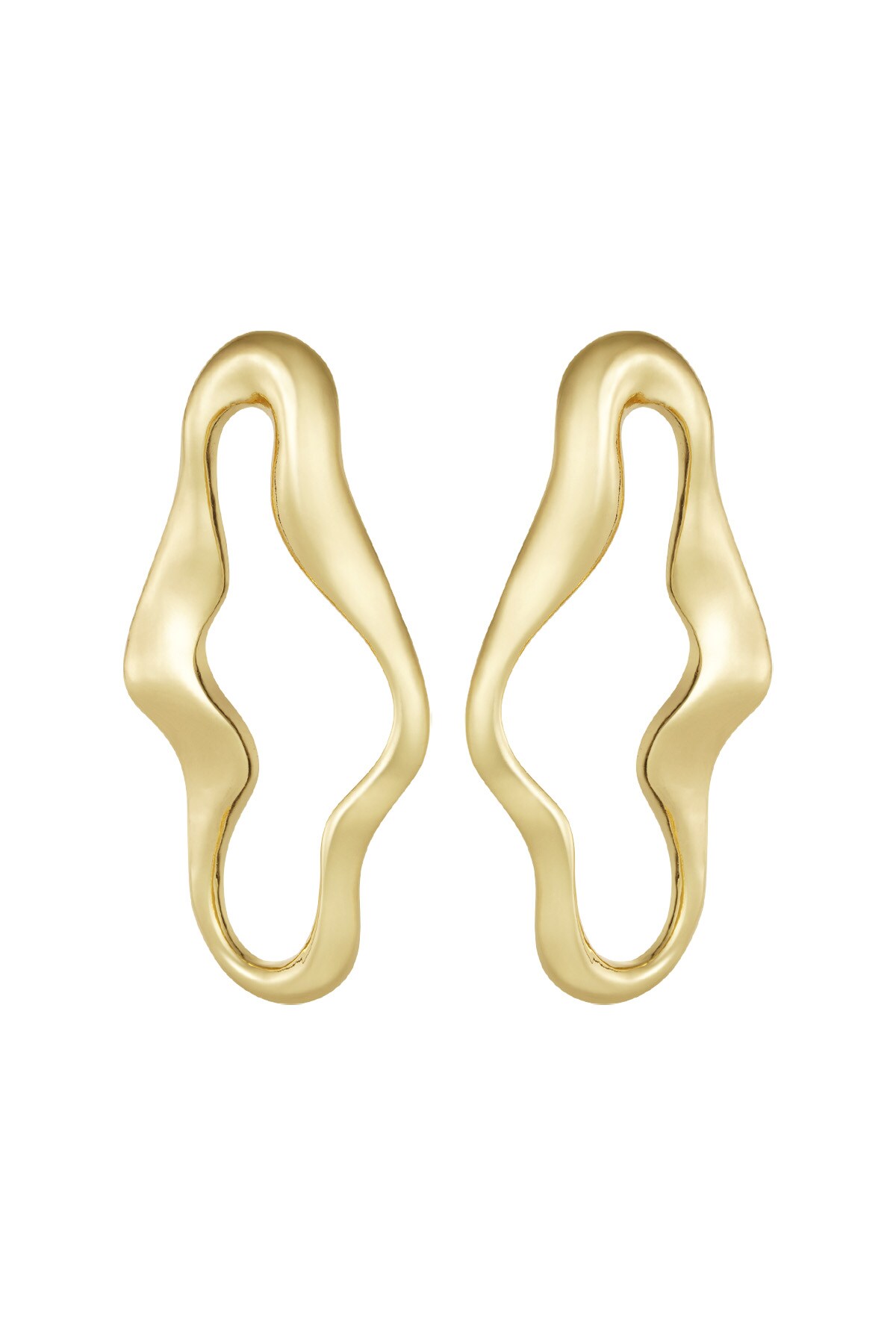 Organic statement earrings - Gold color h5 